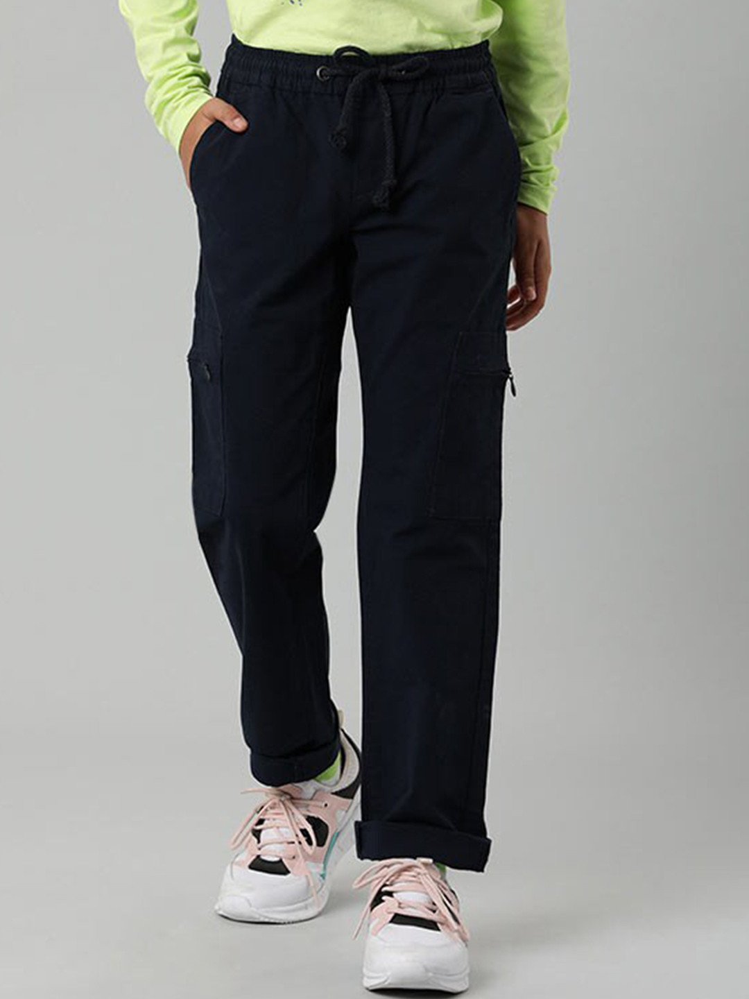 

Indian Terrain Boys Mid-Rise Chinos Trousers, Navy blue