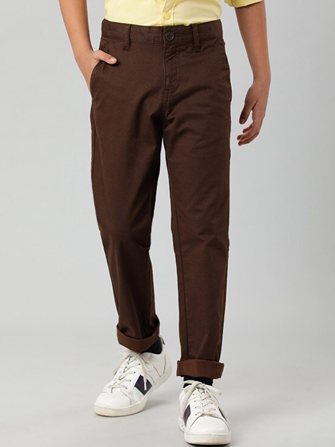 

Indian Terrain Boys Mid-Rise Trousers, Brown