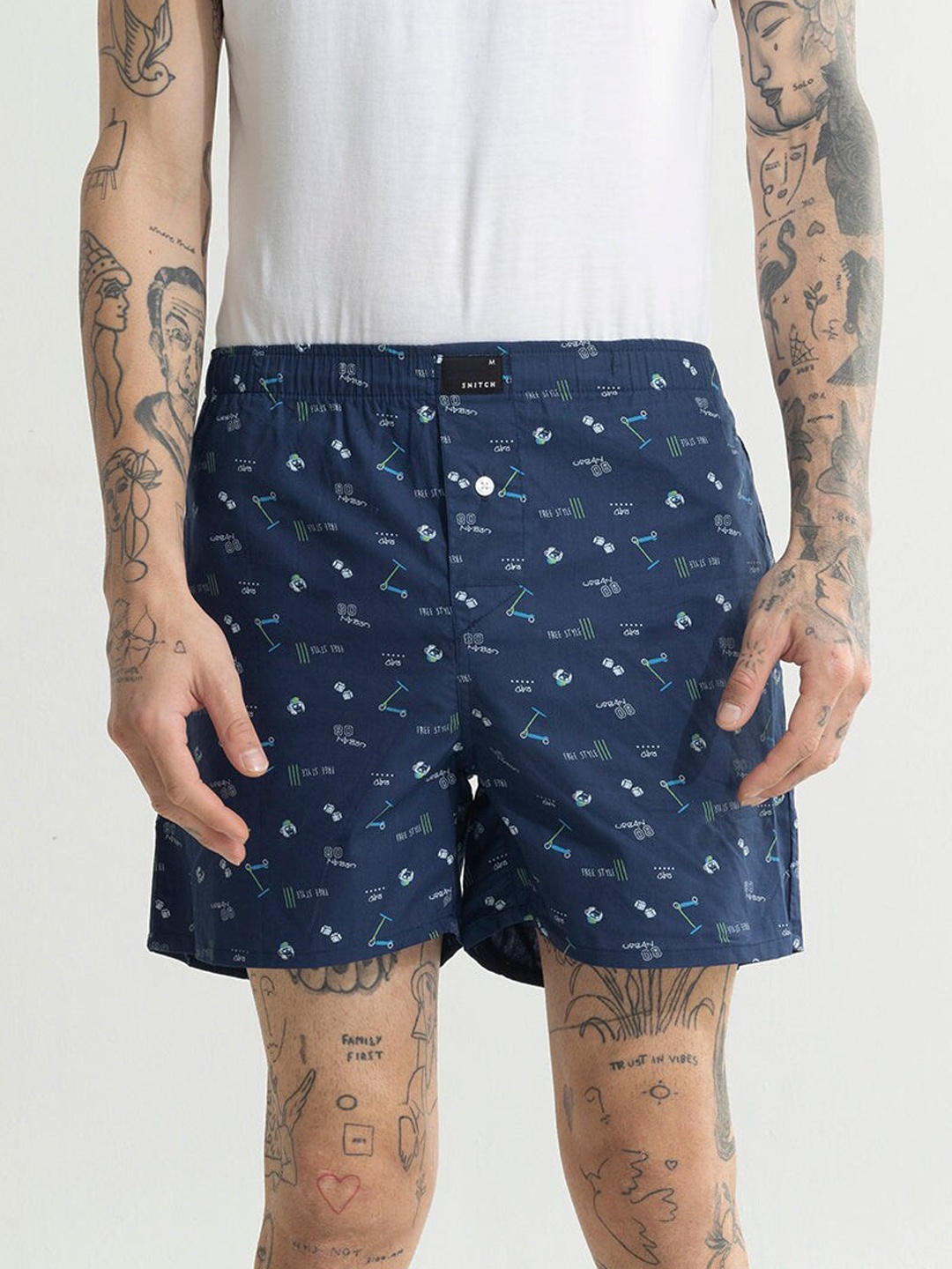 

Snitch Skateboard-Printed Cotton Boxers 4MSBX9227-01-S, Blue