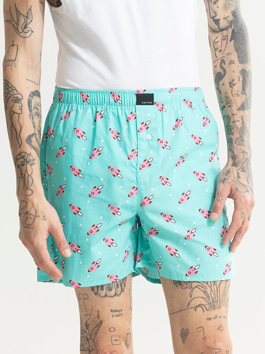 

Snitch Rocket-Printed Cotton Boxers 4MSBX9223-03-S, Blue