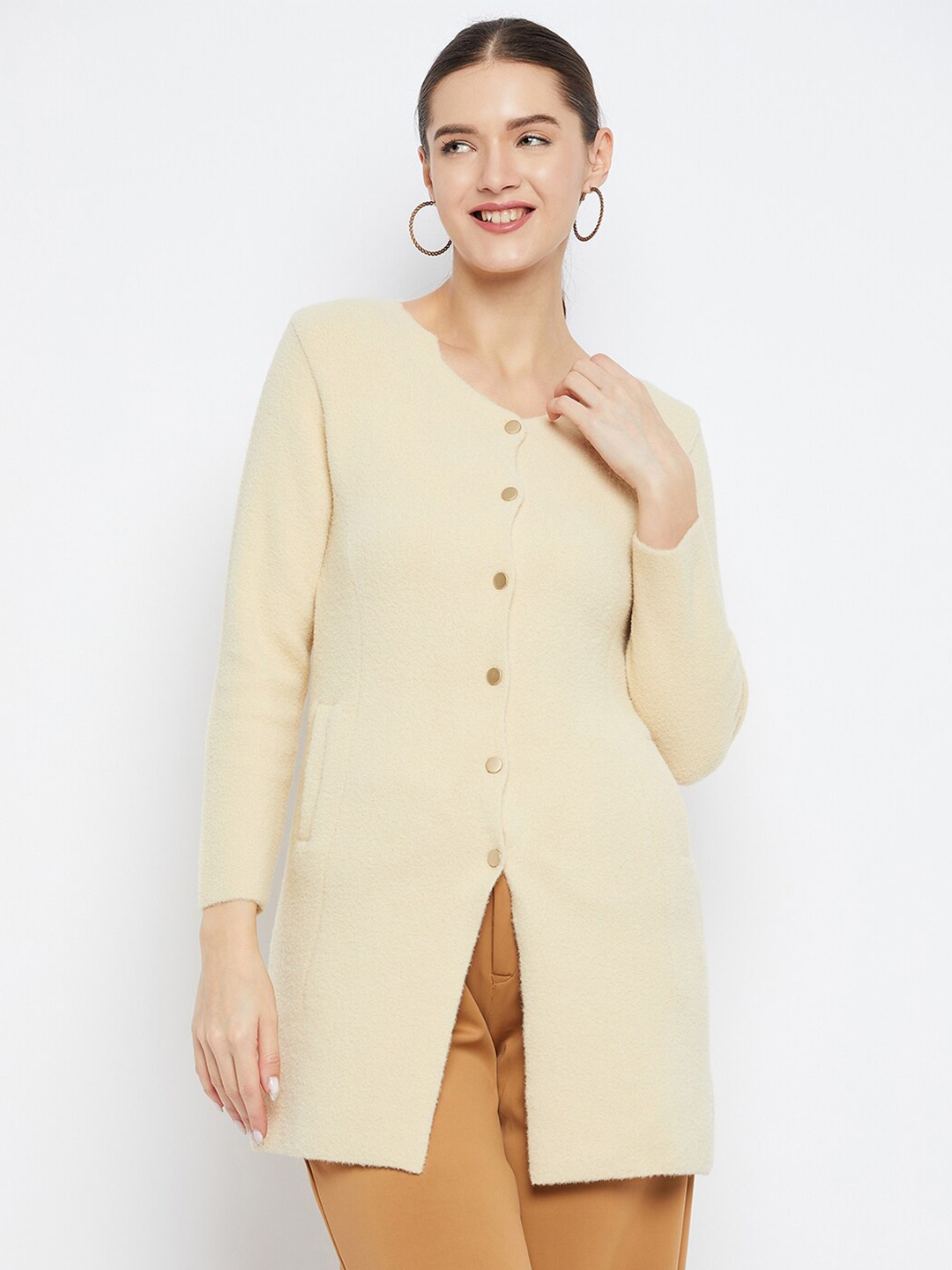 

Zigo Woollen Longline Cardigan Sweater, Beige