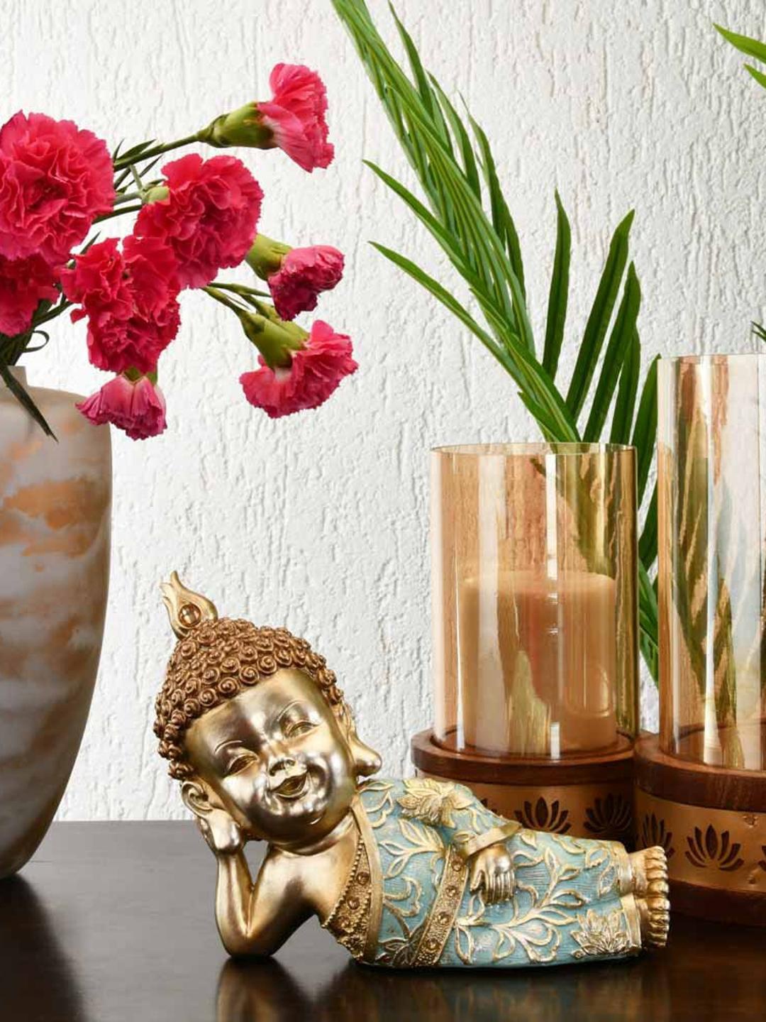 

Athome by Nilkamal Gold & Green Baby Buddha Lying Decorative Showpiece