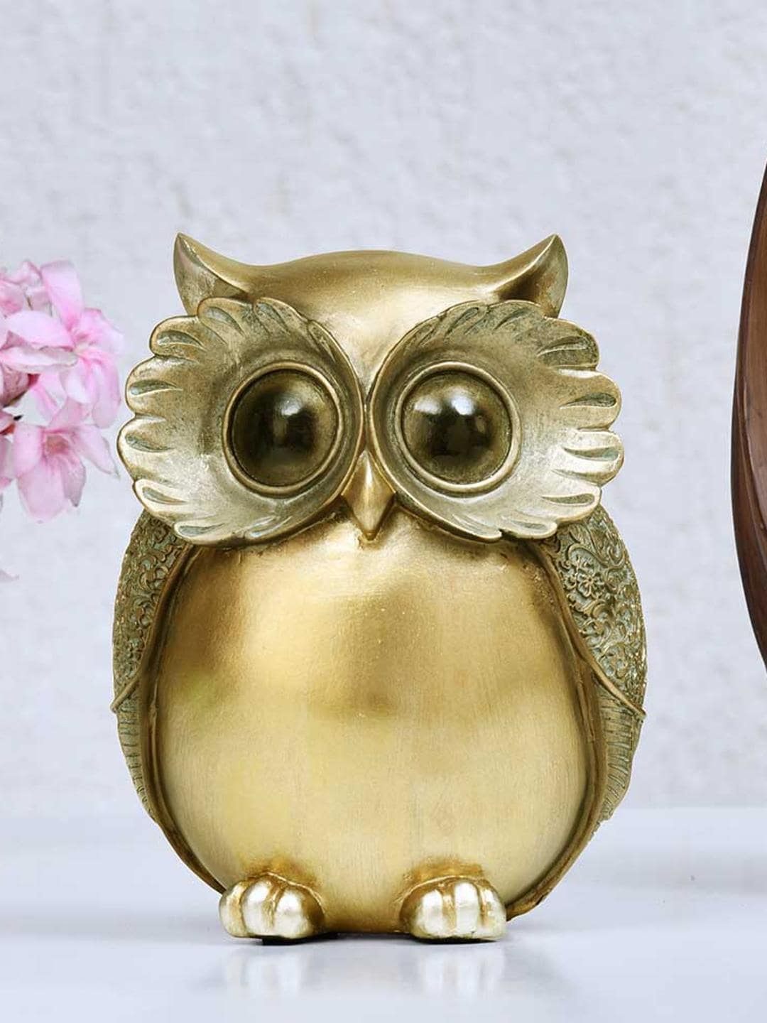 

Athome by Nilkamal Grey & Gold Owl Decorative Showpiece