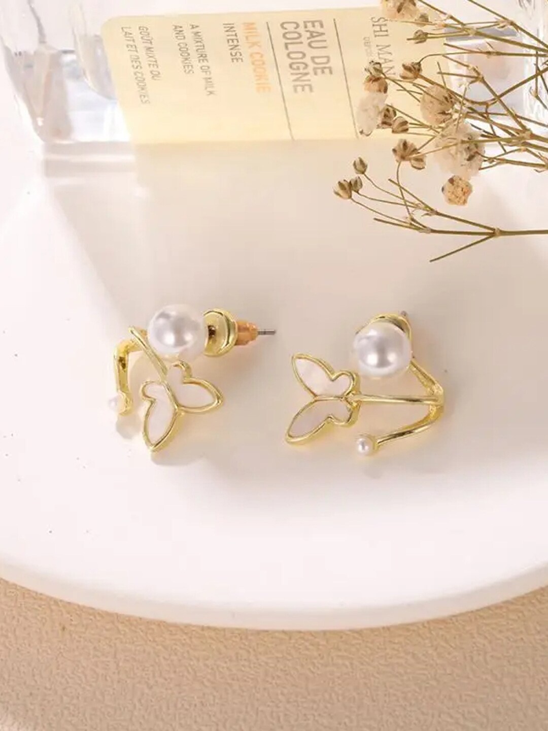 

Krelin Beads Studded Butterfly Wings Studs Earrings, Gold