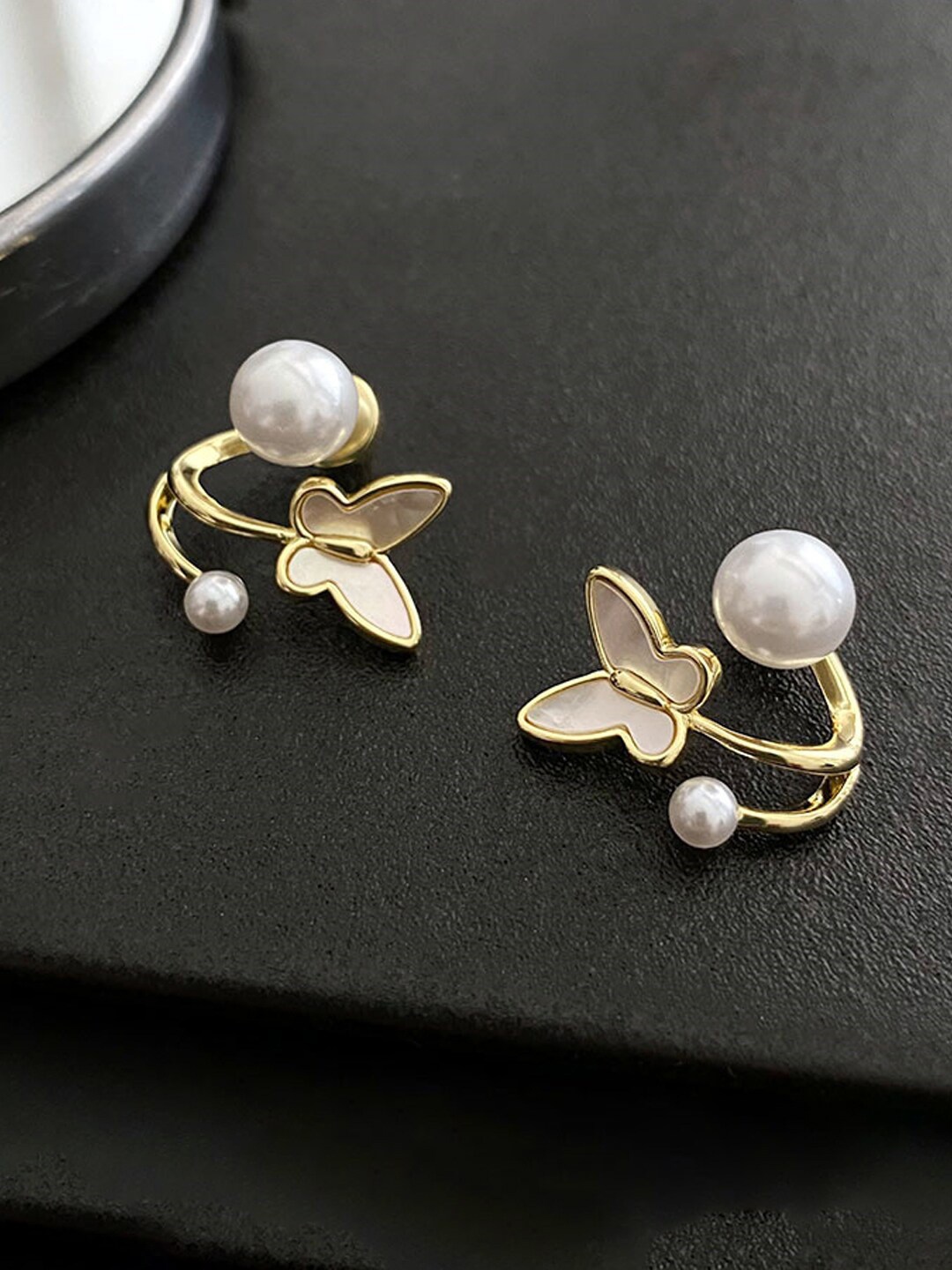

Krelin Beads Studded Butterfly Wings Studs Earrings, Gold