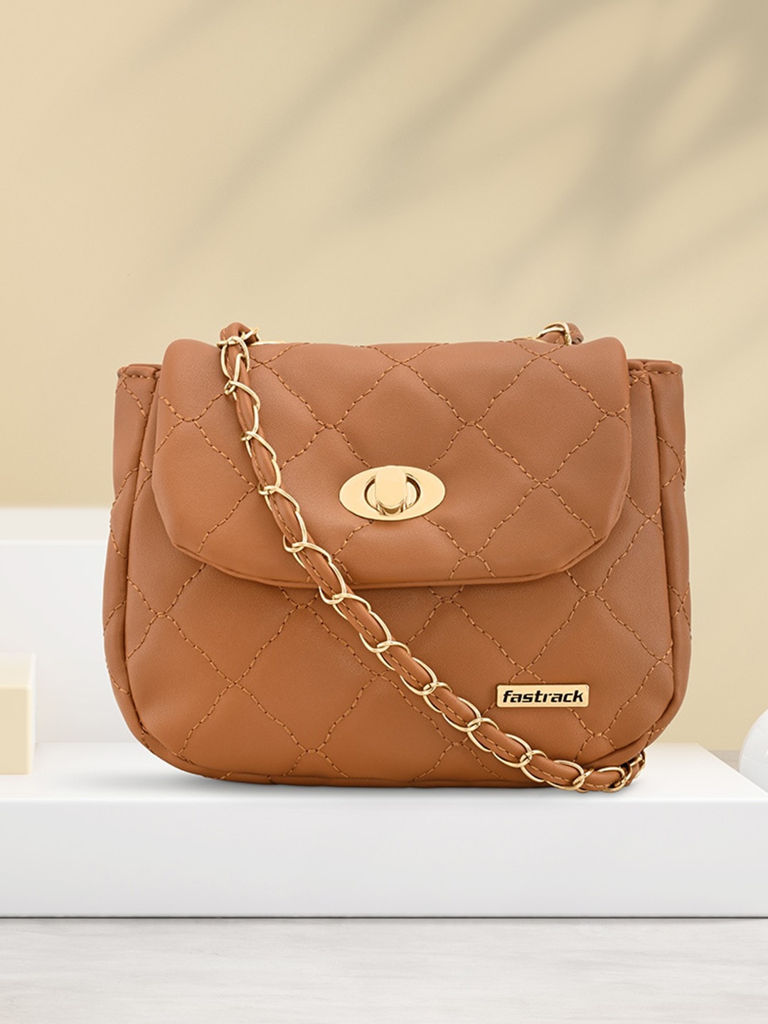 

Fastrack Quilted Sling Bag, Tan