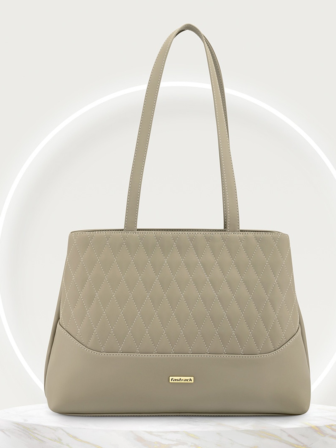 

Fastrack Geometric Textured Structured Shoulder Bag, Beige