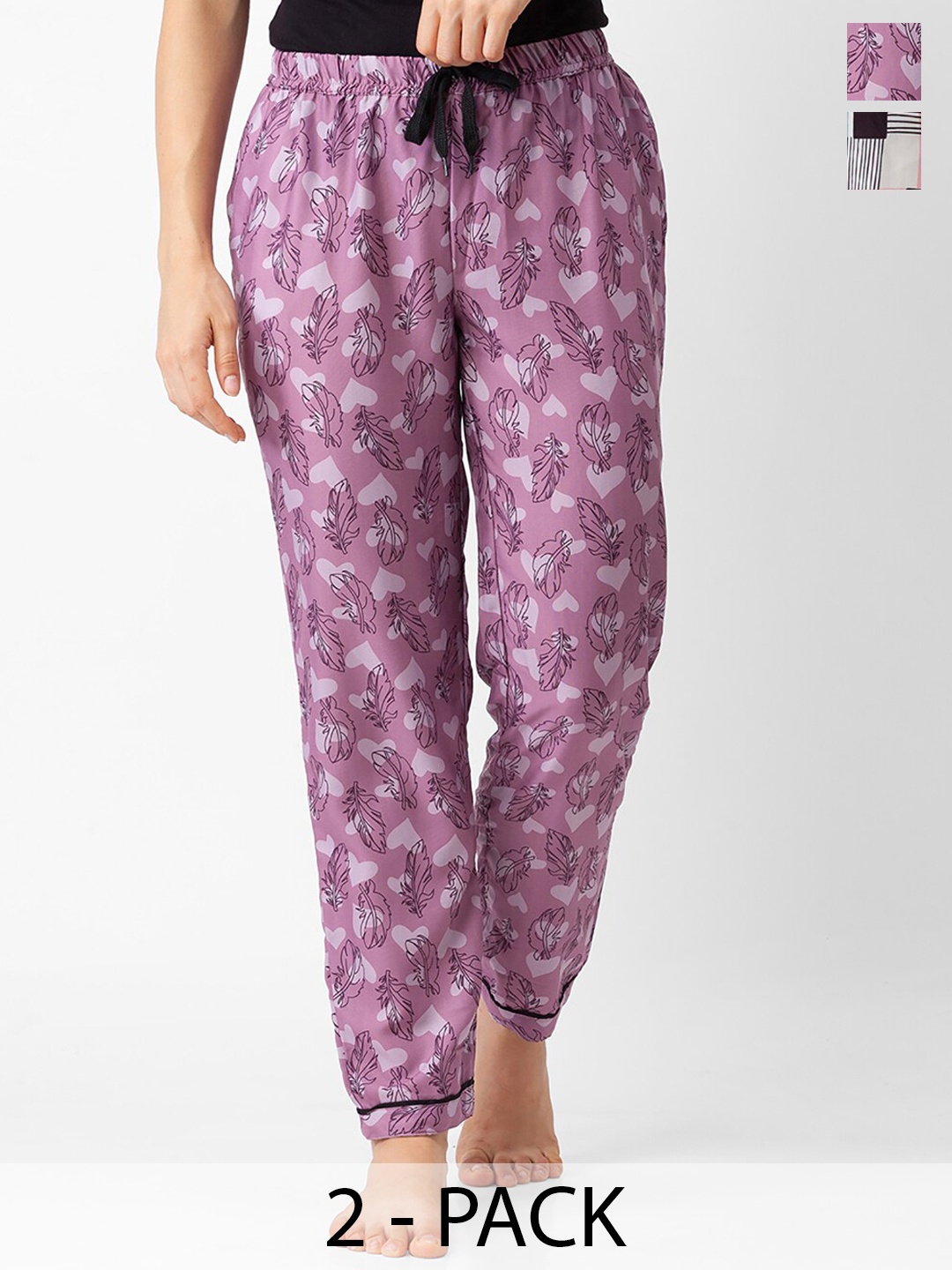 

NOIRA Women Pack Of 2 Printed Lounge Pants, Pink