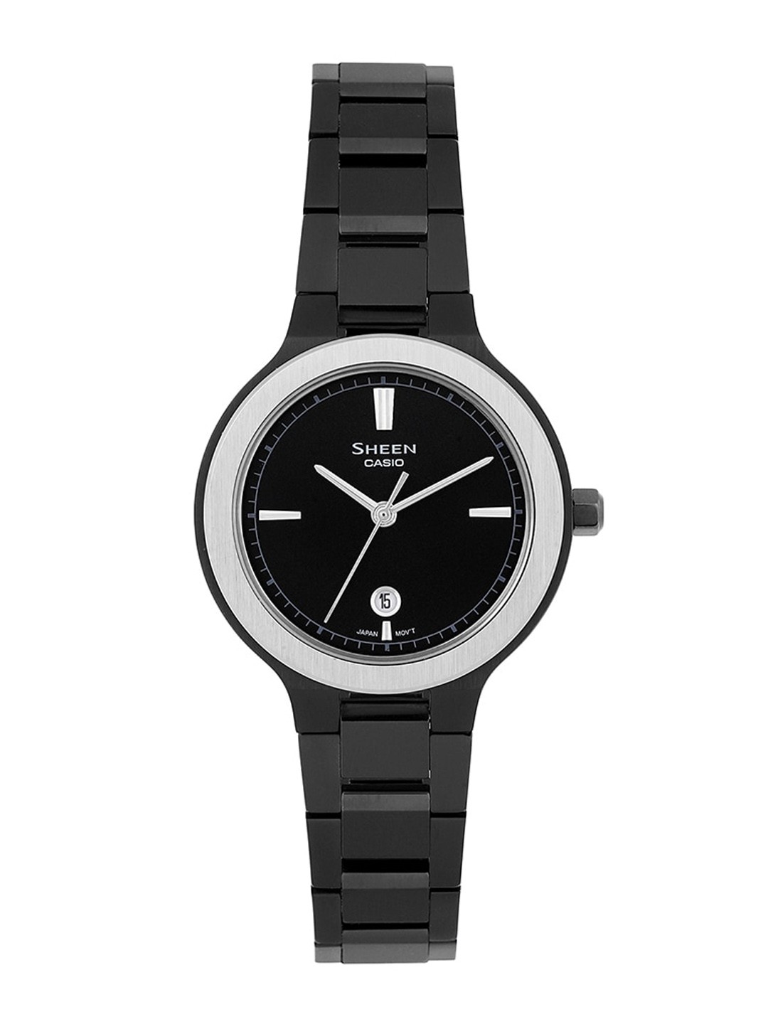 

CASIO Women Black Dial & Black Stainless Steel Cuff Straps Analogue Watch SH304