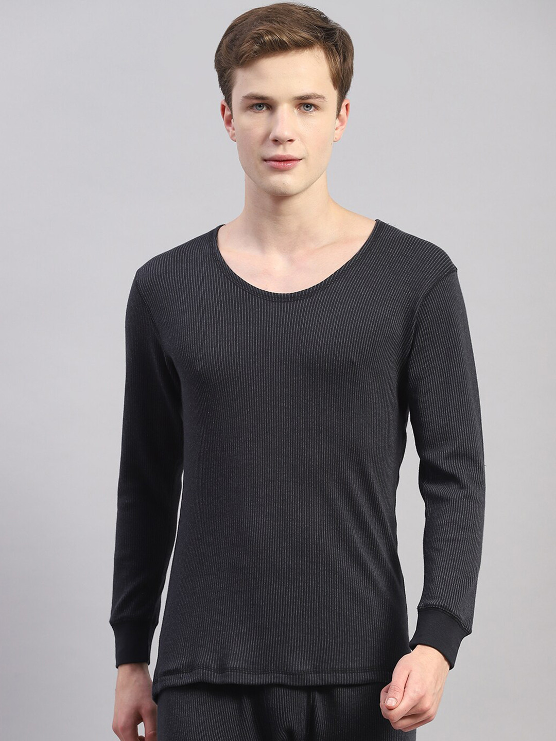 

Monte Carlo Men Ribbed Cotton Thermal Top, Black