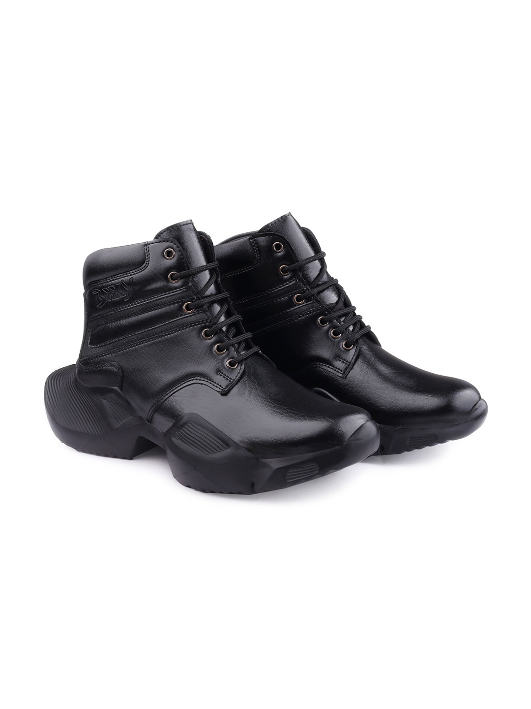 

Bxxy Men High-Top Lace-Up Chunky Elavator Boots, Black