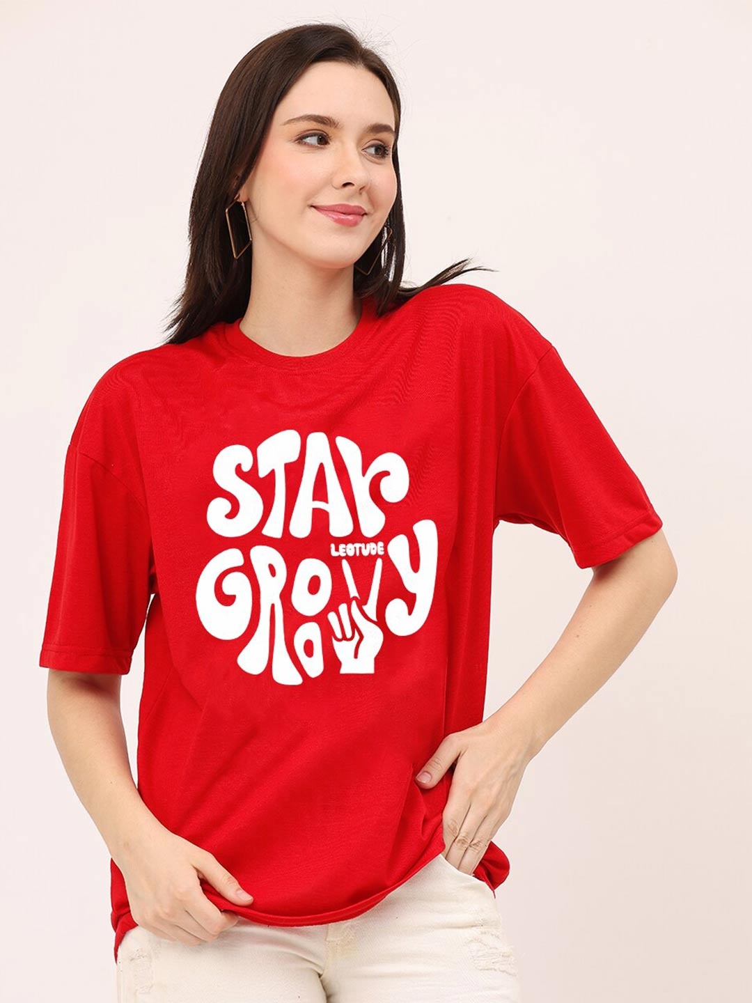 

Leotude Women Red Printed T-shirt