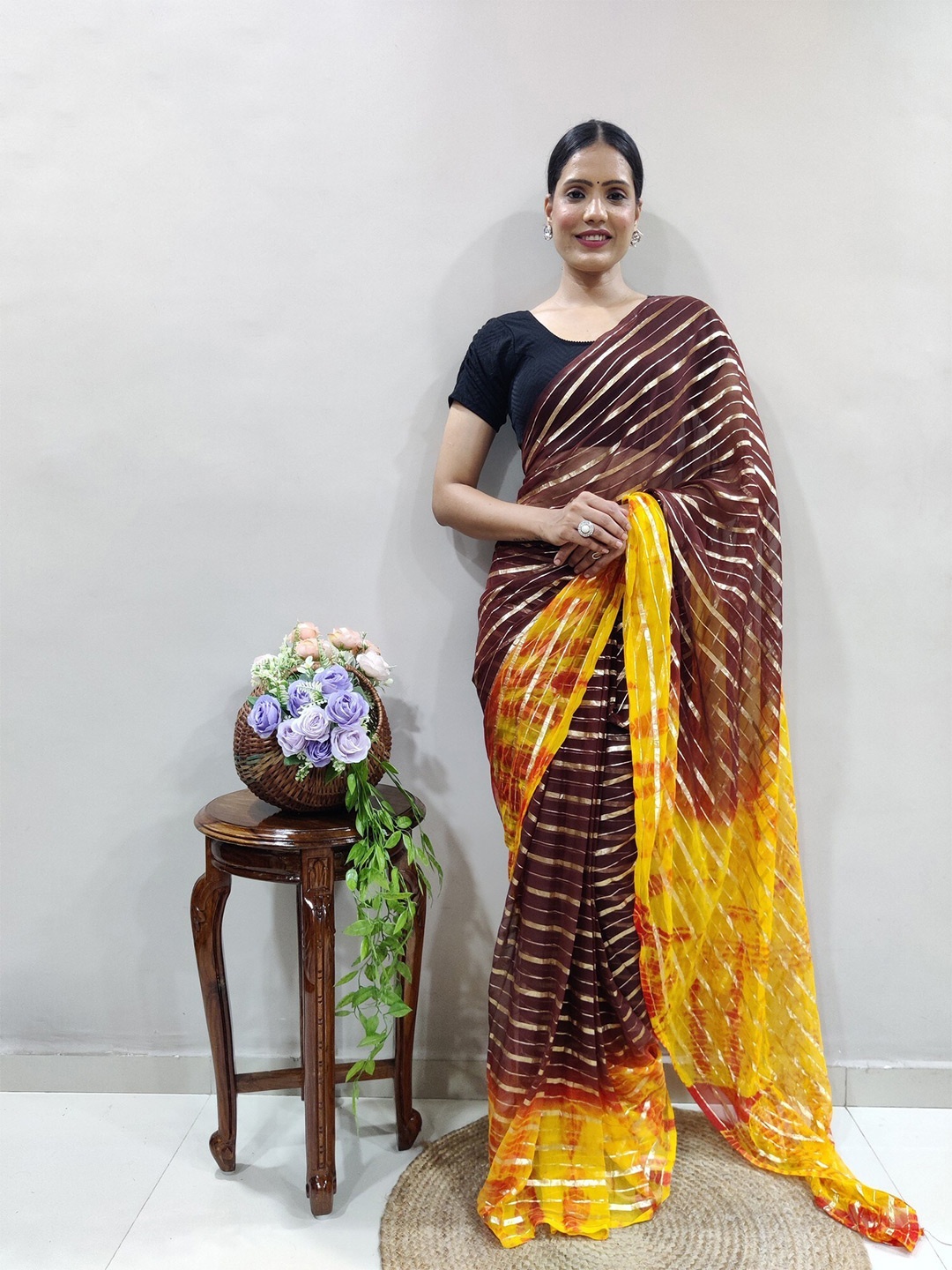 

PHEASANT Leheriya Pure Georgette Designer Saree, Maroon