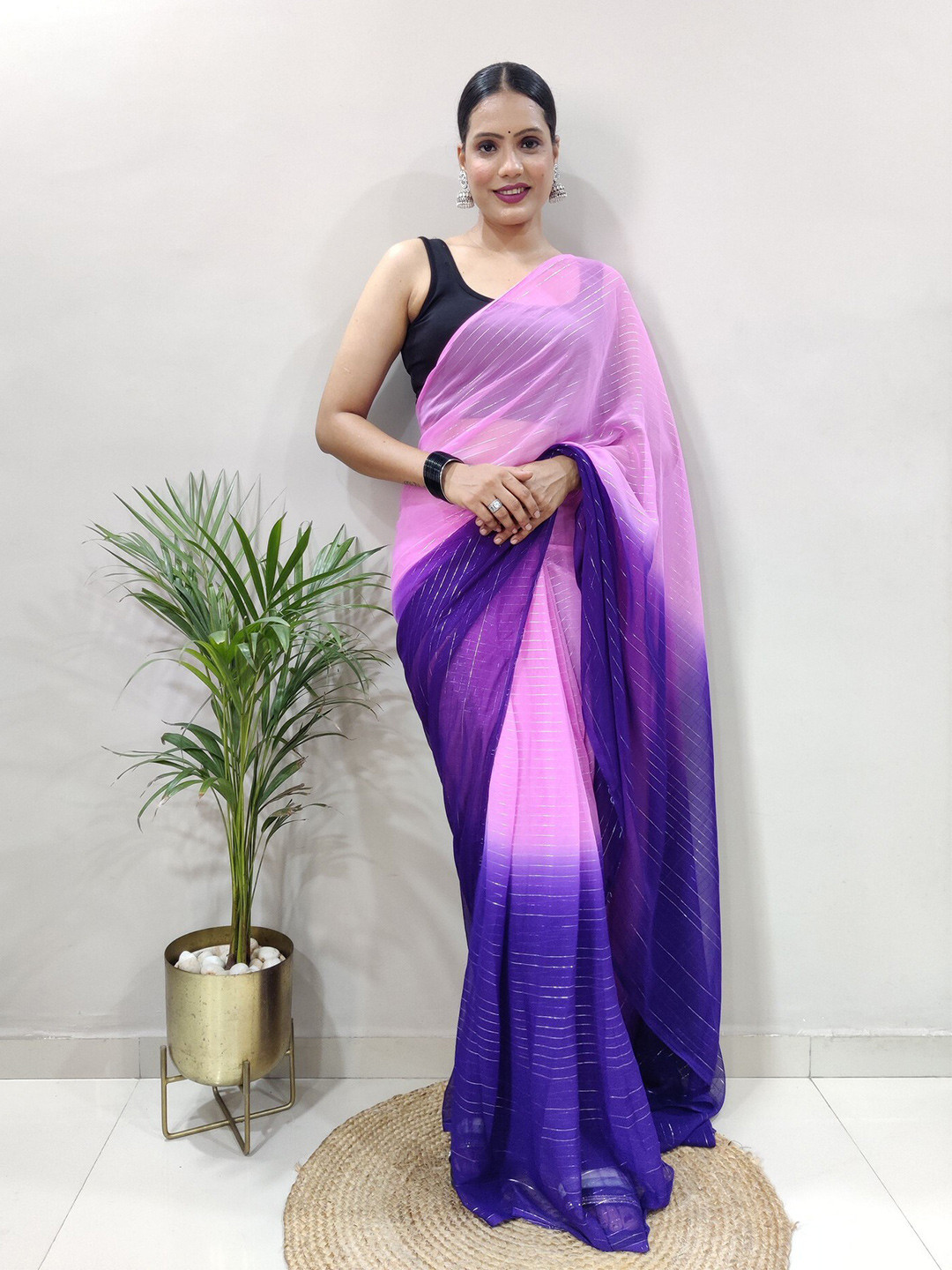 

PHEASANT Woven Design Pure Georgette Designer Saree, Pink