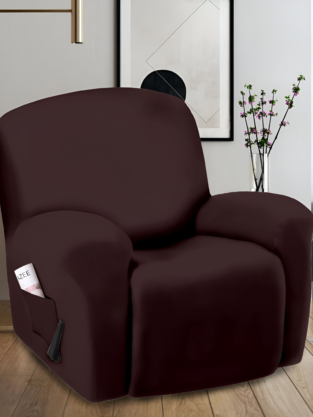 

Cortina Brown Solid Polyester Stretchable One Seater Recliner Cover