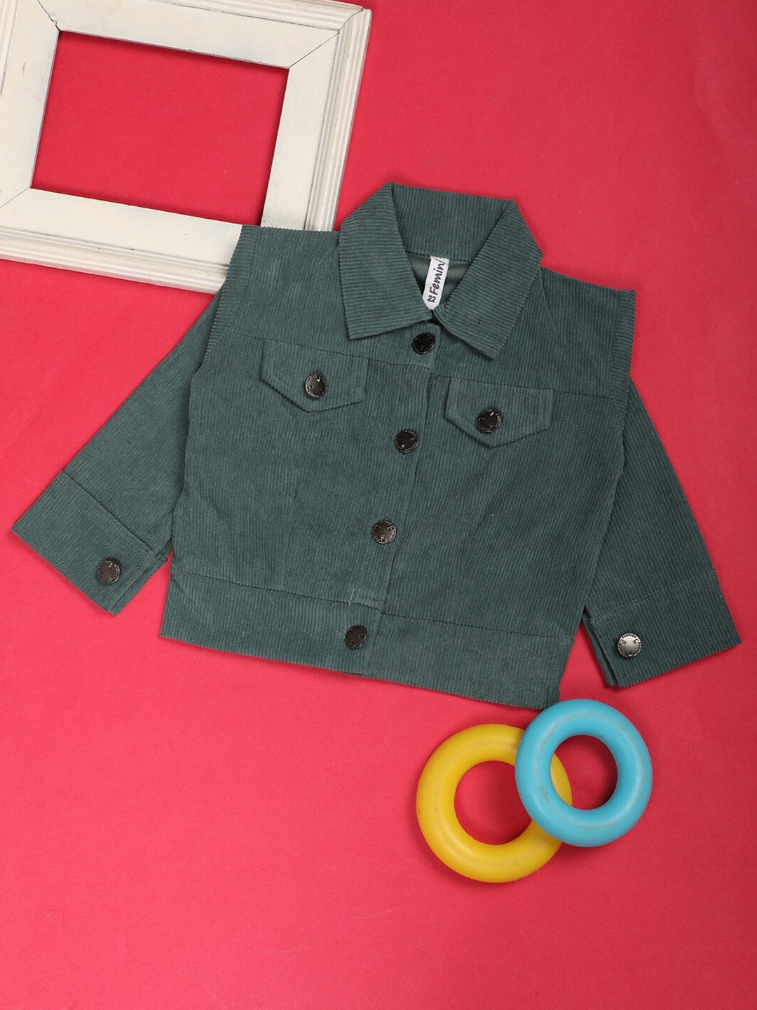 

V-Mart Girl Mandarin Collar Cotton Top, Green