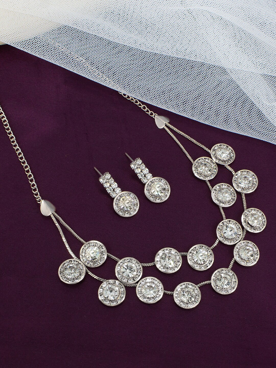 

PRIVIU Silver-Plated Double Layered Jewellery Set