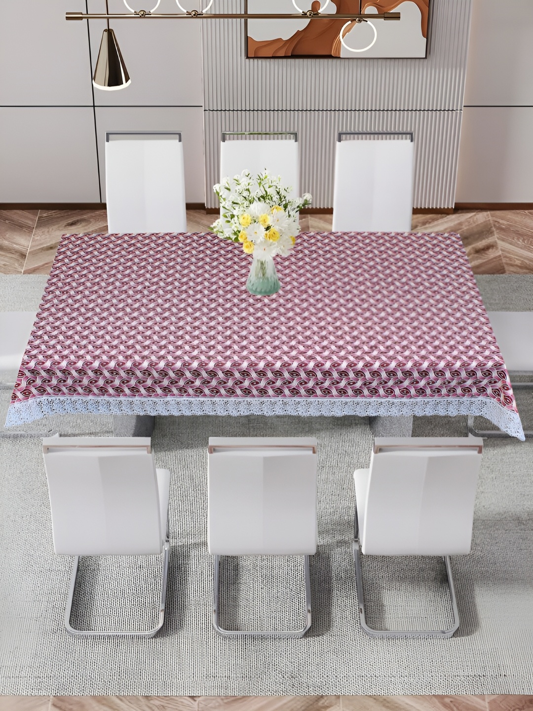

DREAM CARE Maroon Waterproof 8 Seater Floral Table Cover