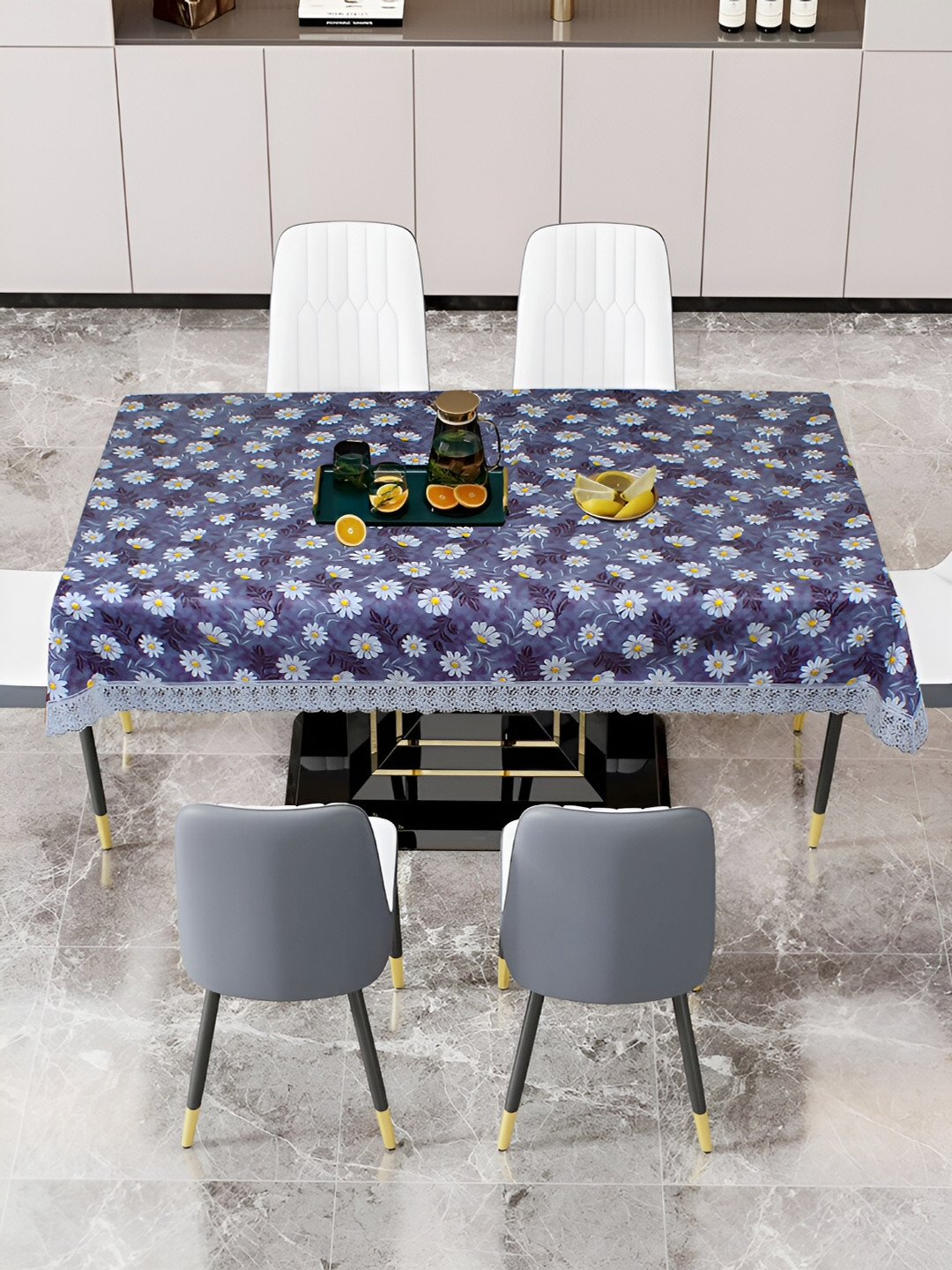

DREAM CARE White Waterproof 6 Seater Floral Table Cover