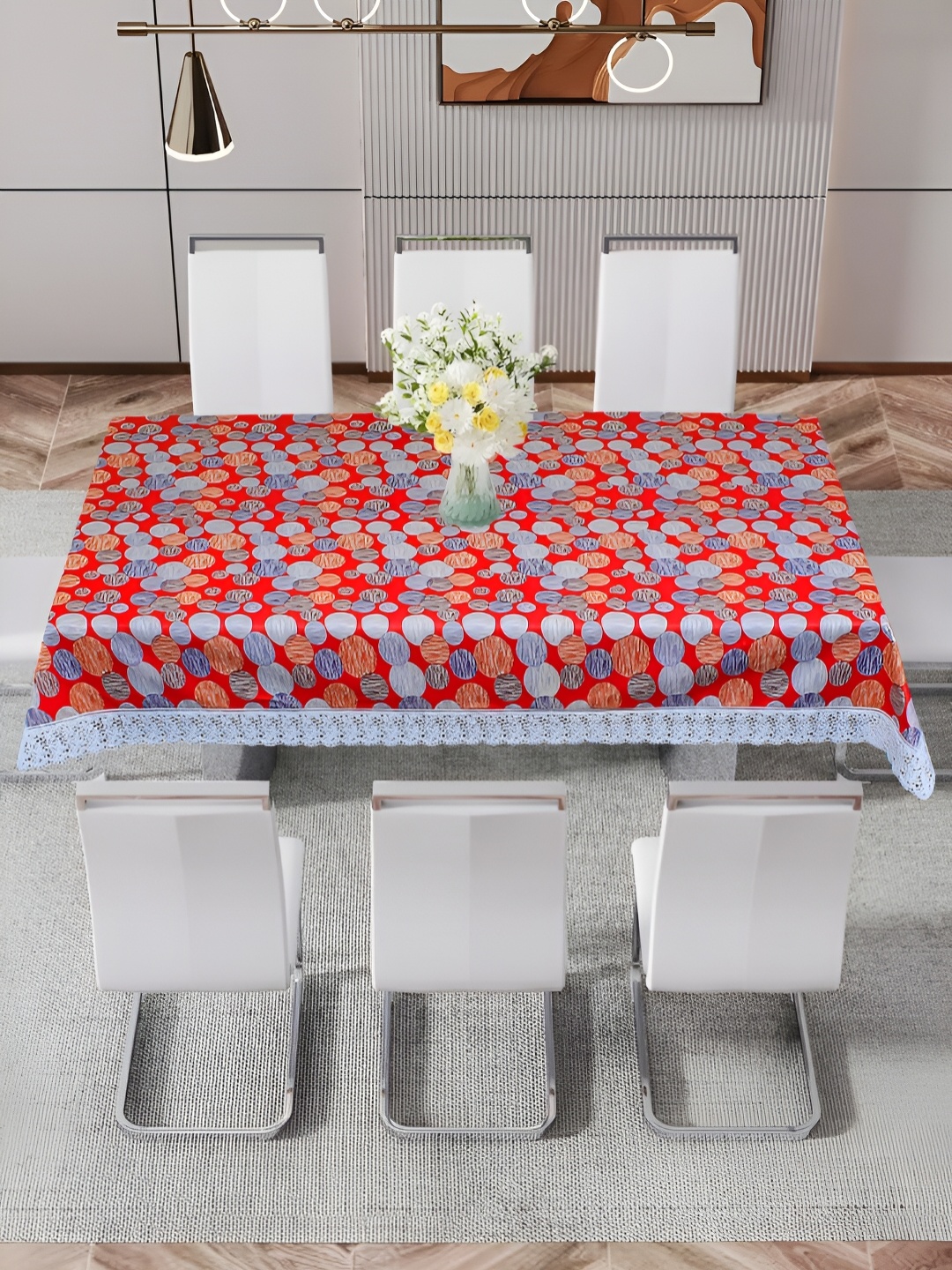 

DREAM CARE Red Waterproof 8 Seater Floral Table Cover