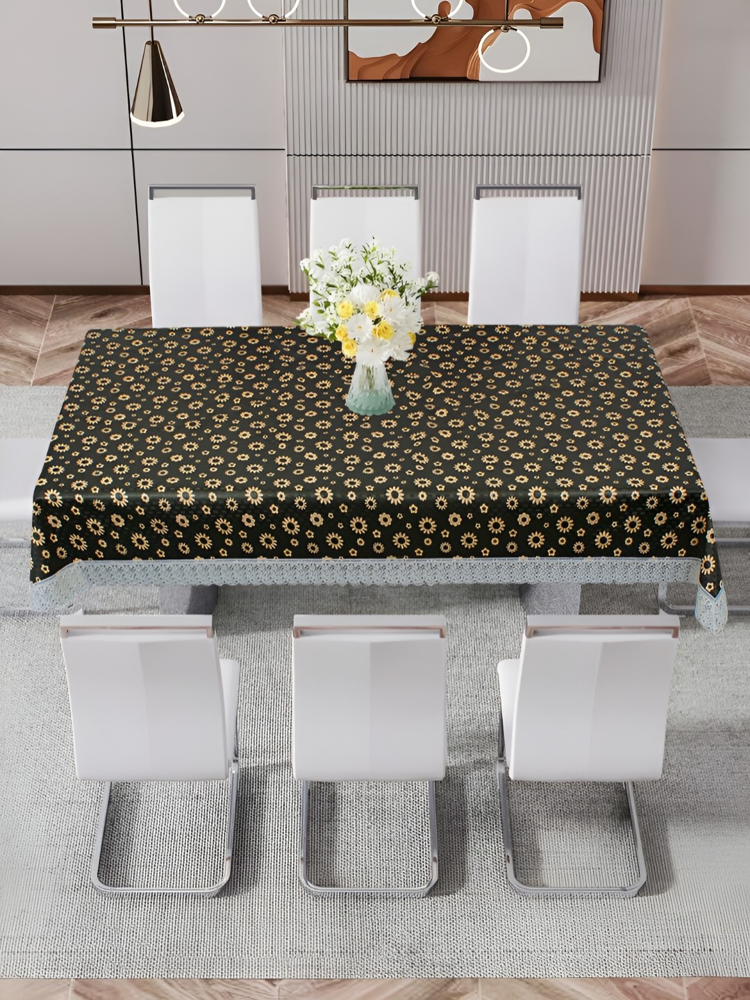 

DREAM CARE White & Black Floral 60 x 1.08 Waterproof 8 Seater Table Cover