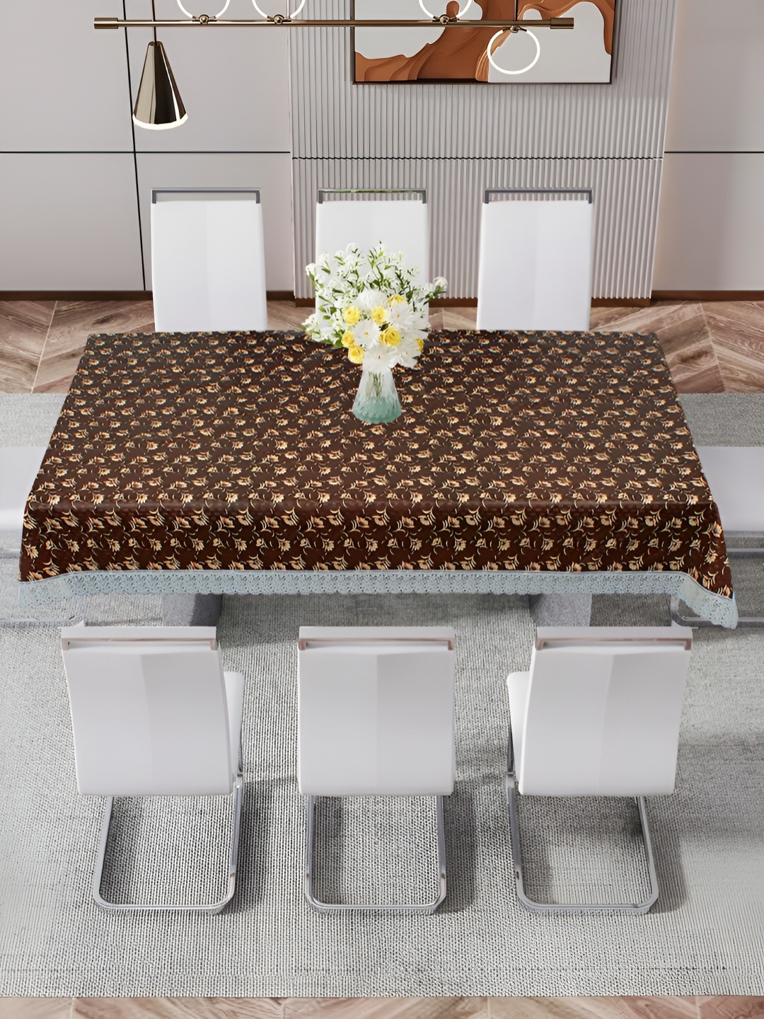 

DREAM CARE Brown & White Floral 60 x 1.08 Waterproof 8 Seater Table Cover