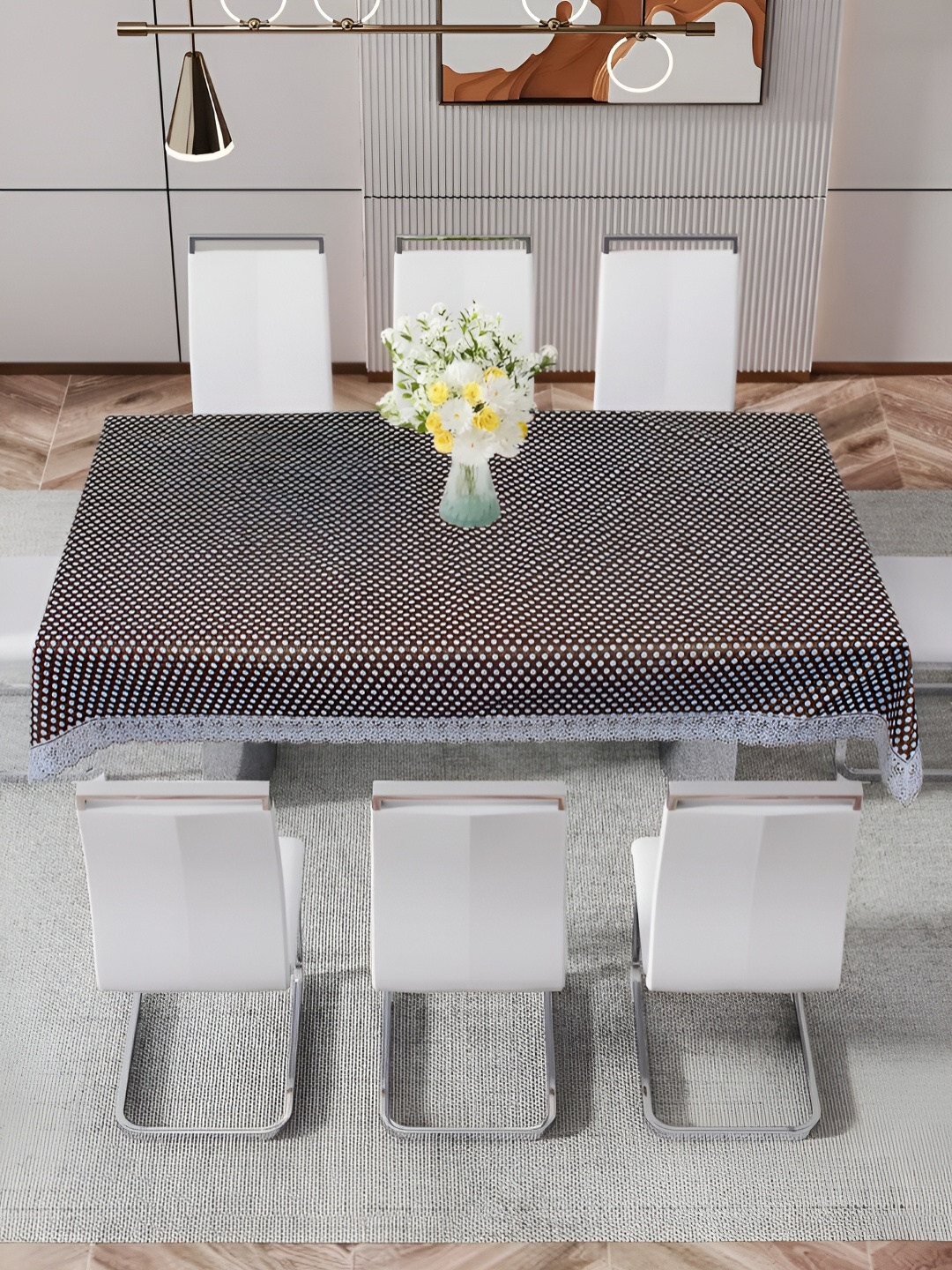

DREAM CARE White & Black Geometric 60 x 1.08 Waterproof 8 Seater Table Cover