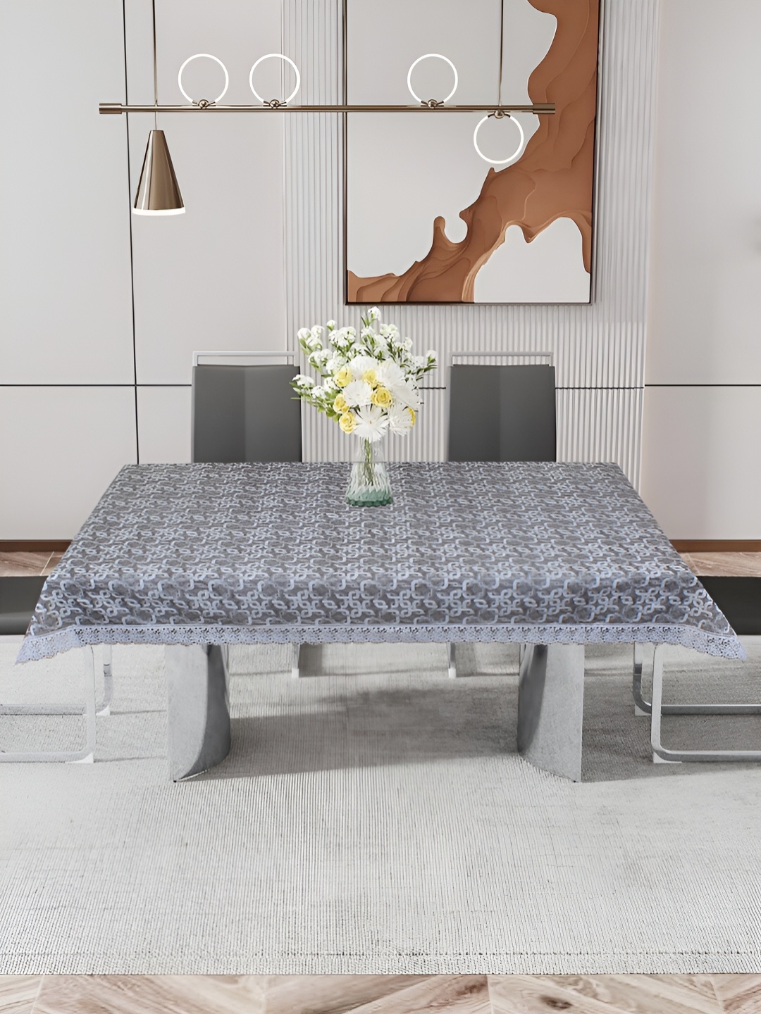 

DREAM CARE Grey & White Abstract 52 x 76 Waterproof 4 Seater Table Cover