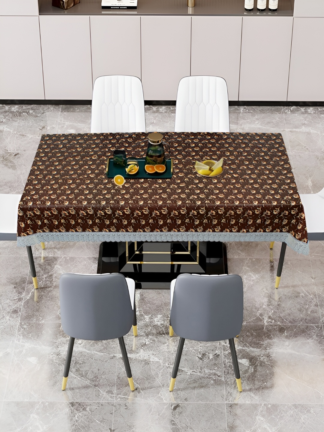 

DREAM CARE Brown & White Floral 60 x 90 Waterproof 6 Seater Table Cover