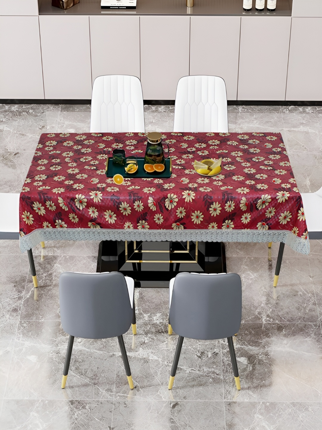 

DREAM CARE White & Red Floral 60 x 90 Waterproof 6 Seater Table Cover
