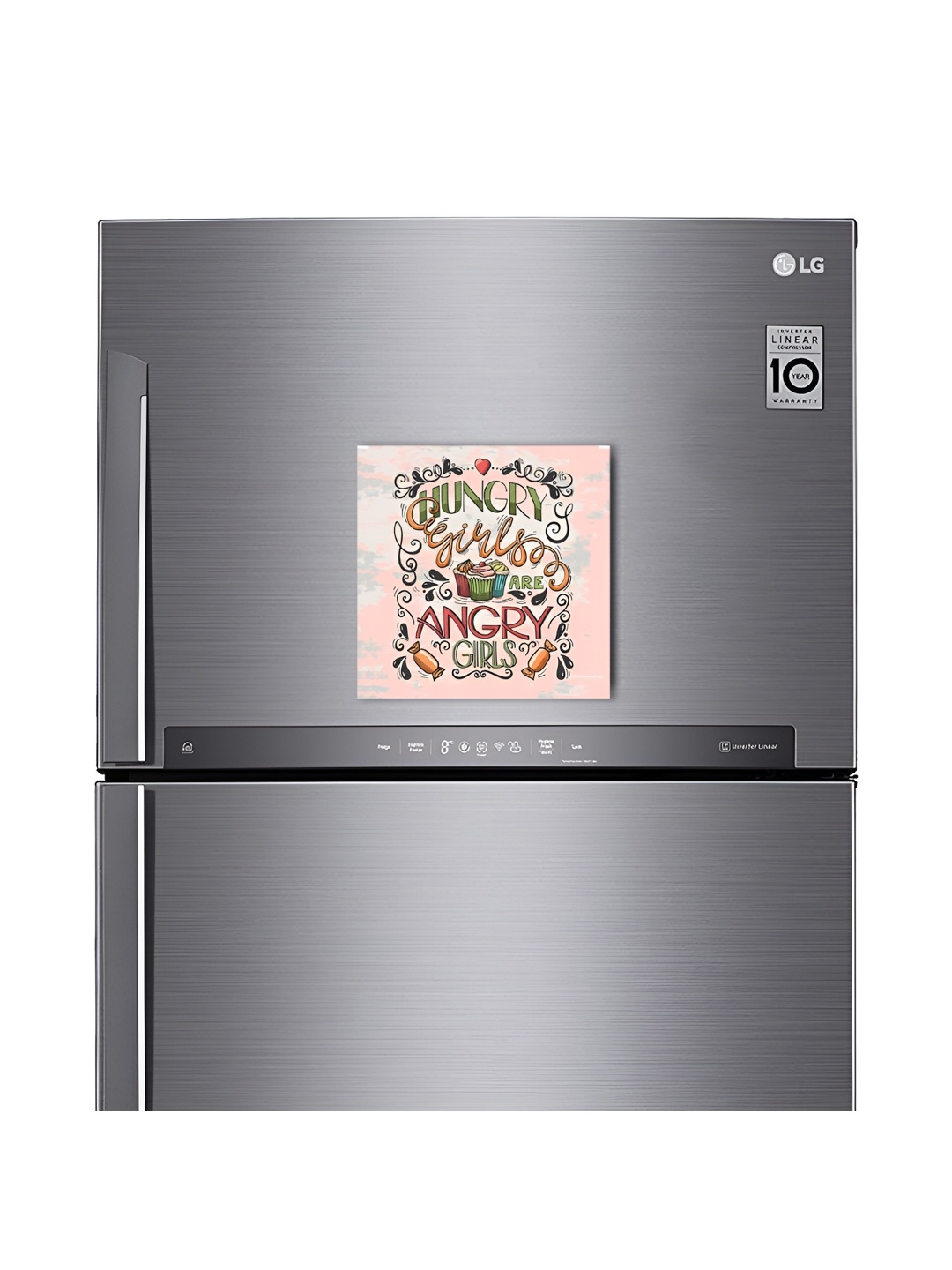

ARTBUG Peach & Grey Hungry Girls Printed Decorative Fridge Magnet