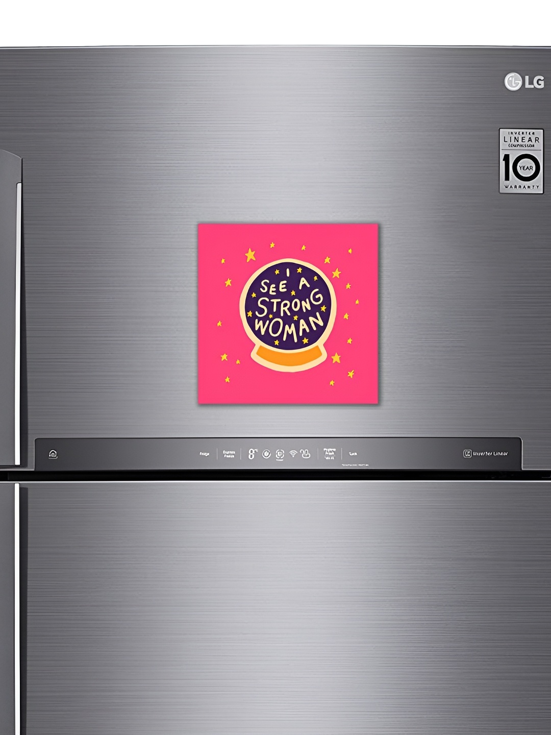 

ARTBUG Pink & Yellow See A Strong Woman Decorative Fridge Magnet