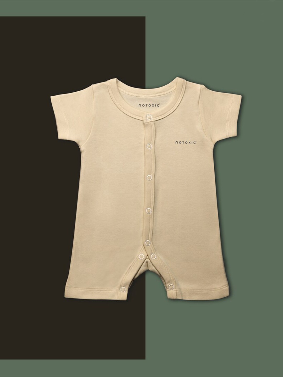 

BAESD Infants Round Neck Organic Cotton Rompers, Cream