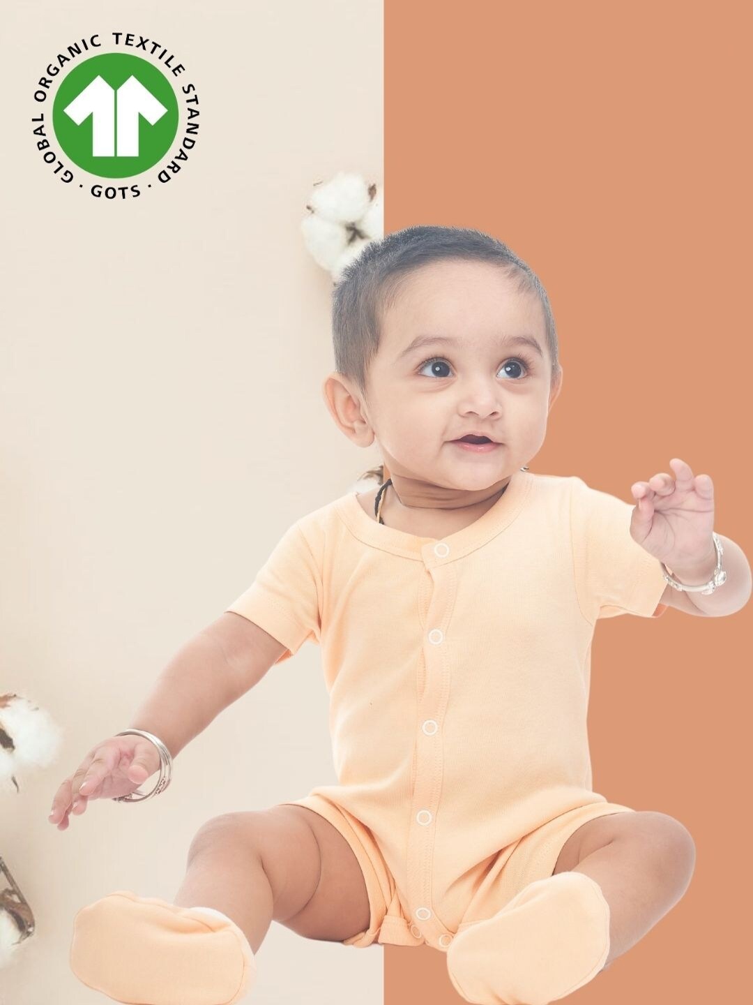 

BAESD Infants Round Neck Breathable Organic Cotton Rompers, Peach