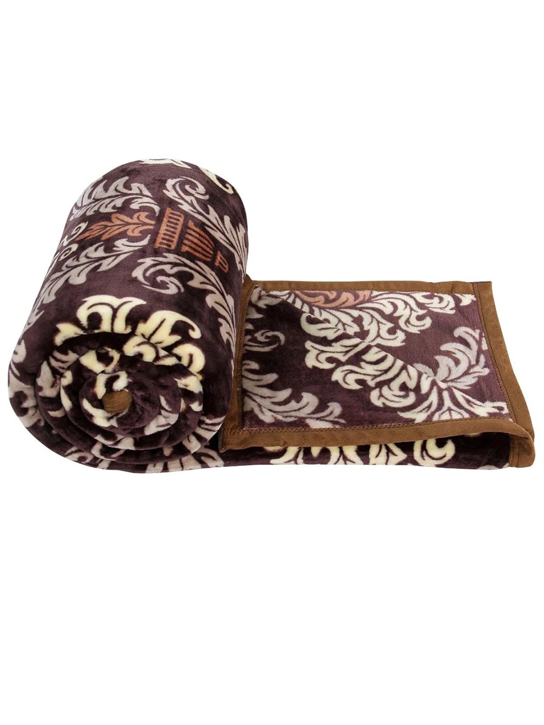 

Signature Brown & Cream Floral Woollen AC Room Double Bed Blanket