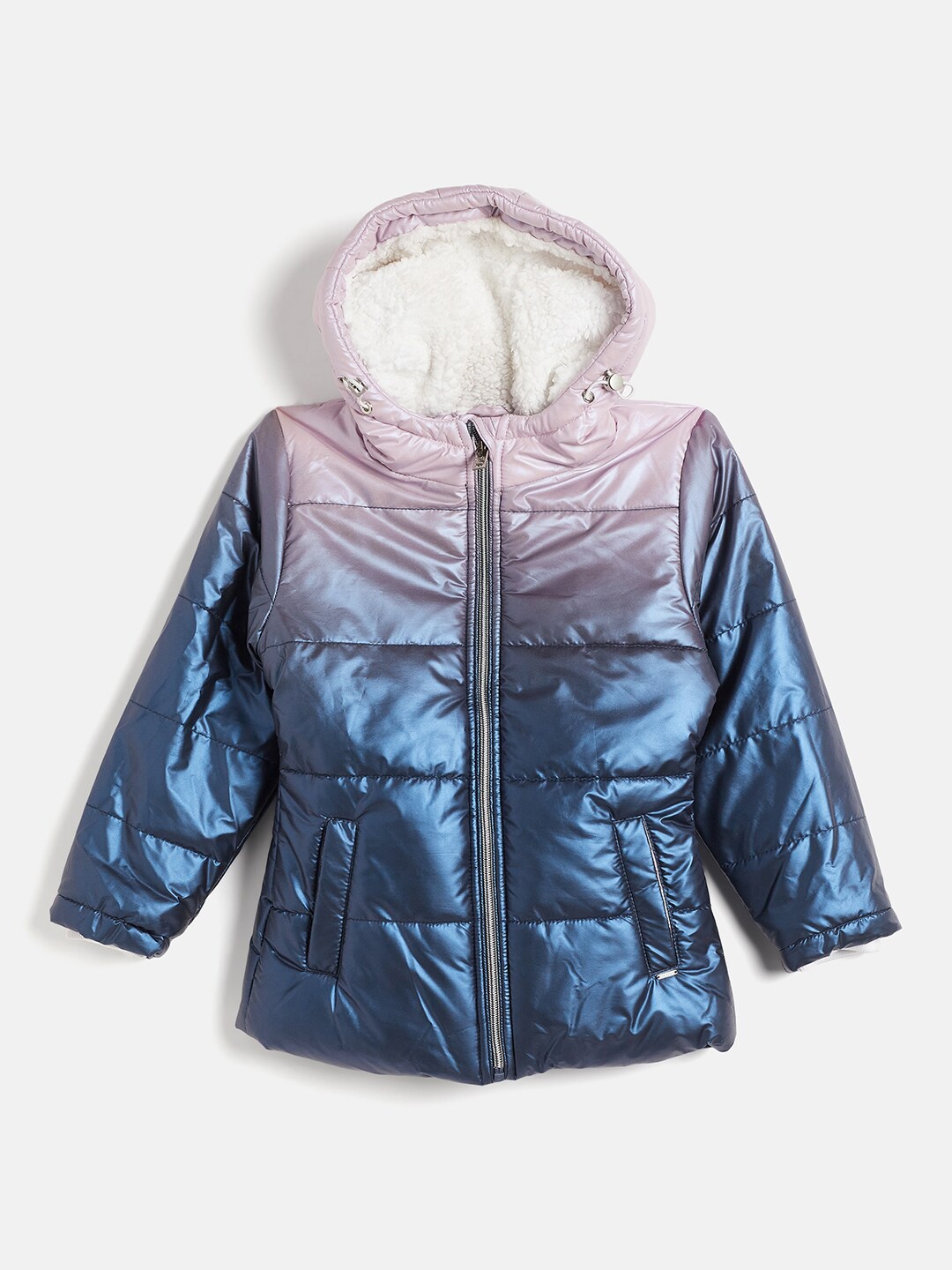 

Okane Girls Colourblocked Hooded Lightweight Puffer Jacket, Blue