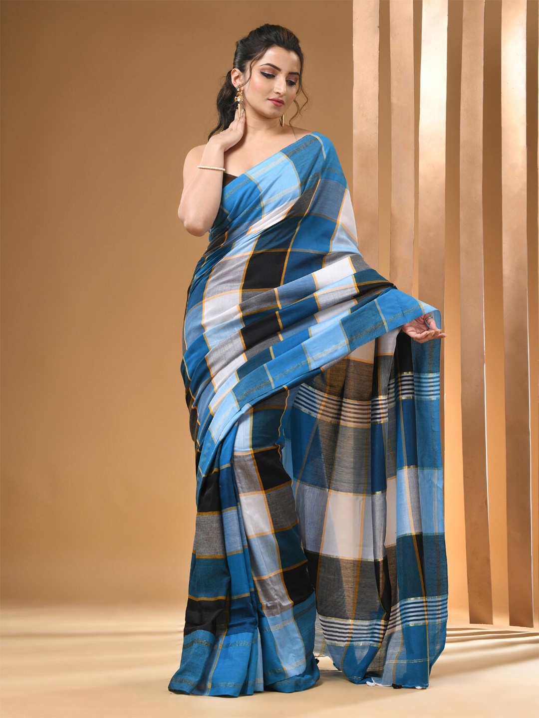 

Arhi Checked Woven Design Saree, Blue