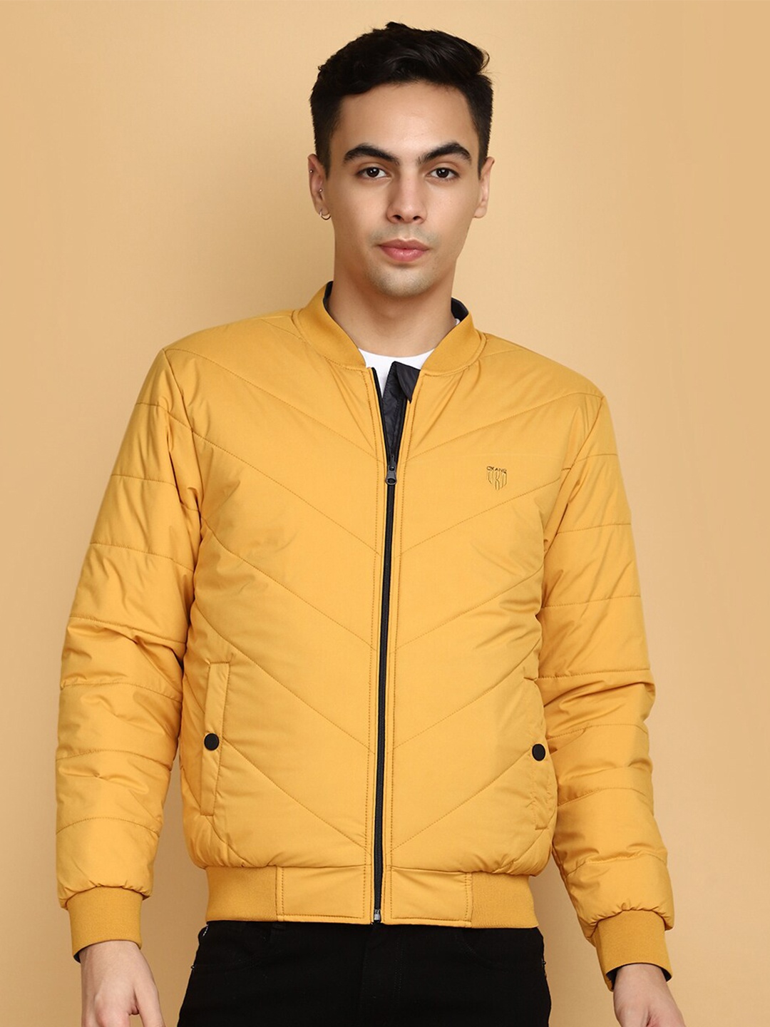 

V-Mart Mock Collar Padded Jacket, Yellow