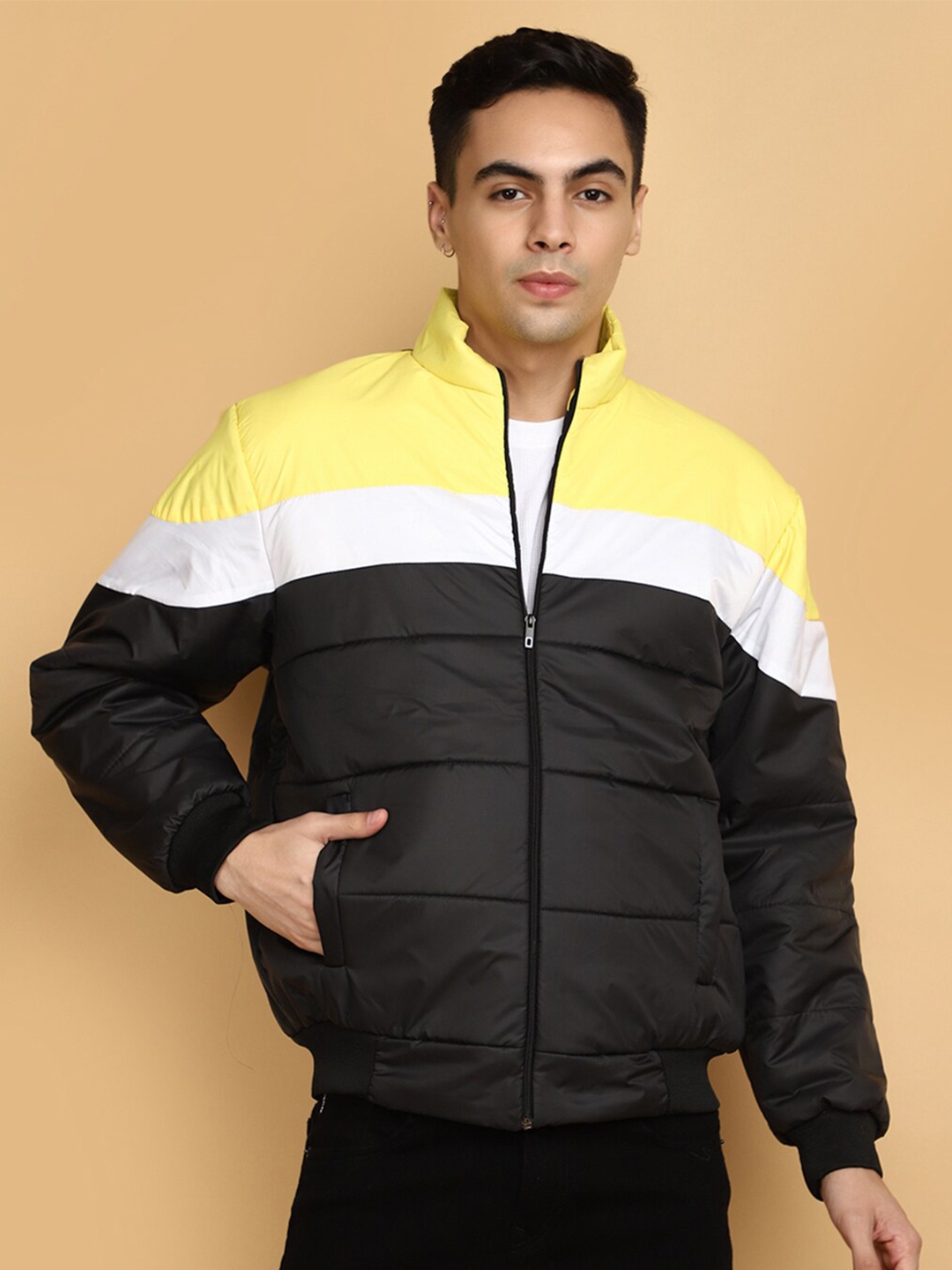 

V-Mart Colourblocked Padded Jacket, Black