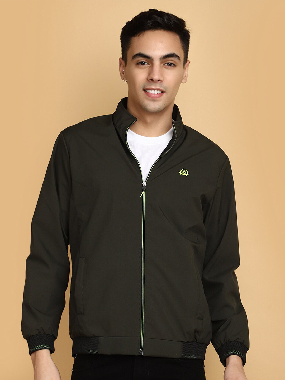 

V-Mart Mock Collar Bomber Jacket, Olive