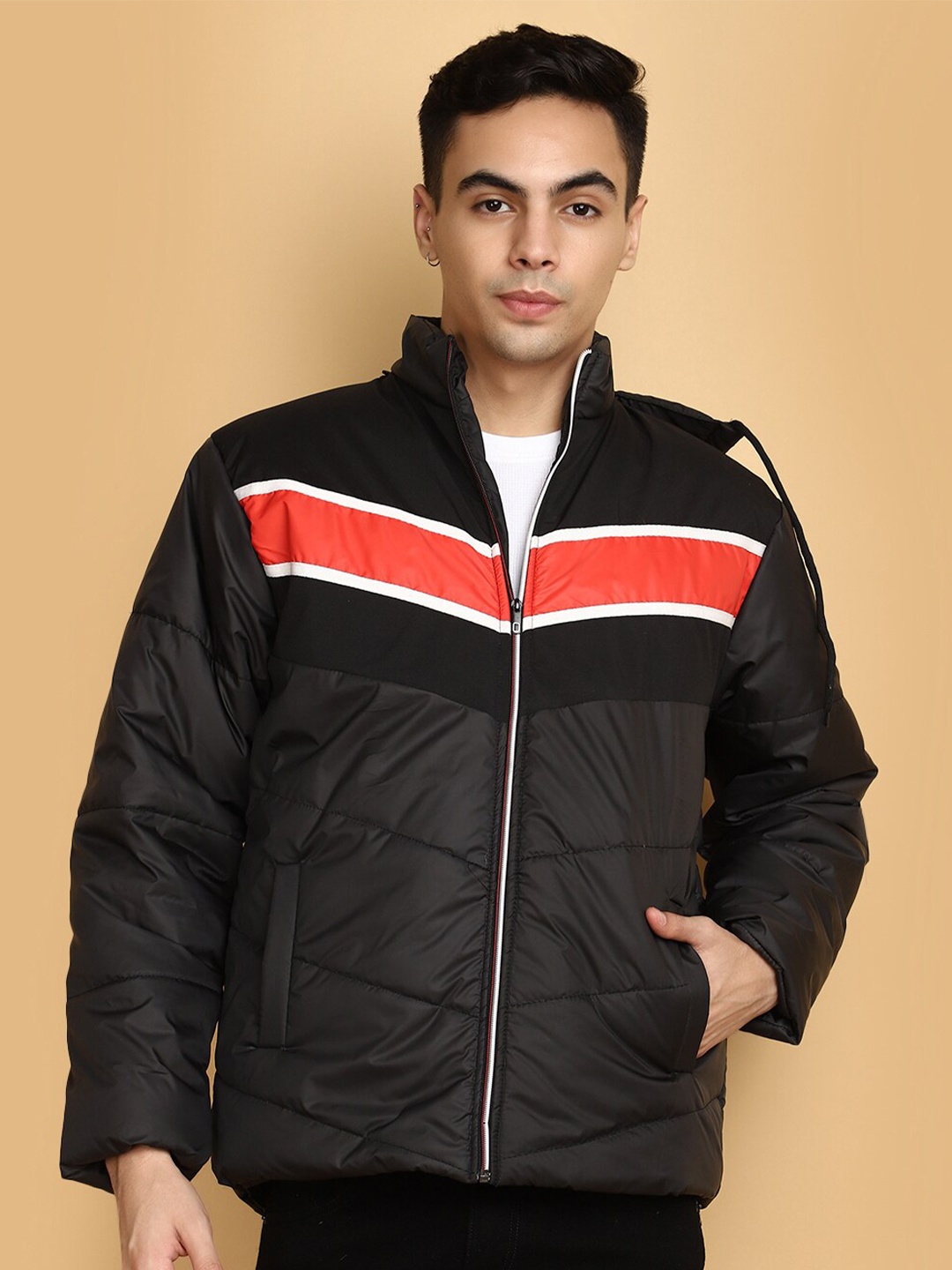 

V-Mart Mock Collar Padded Jacket, Black