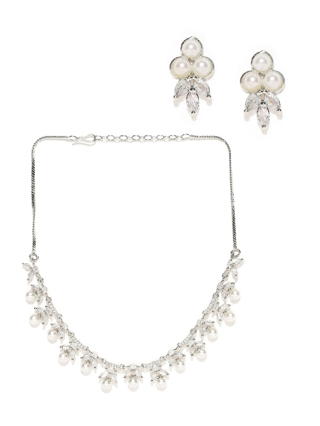 

MANATH American Diamond -Studded Jewellery Set, Silver