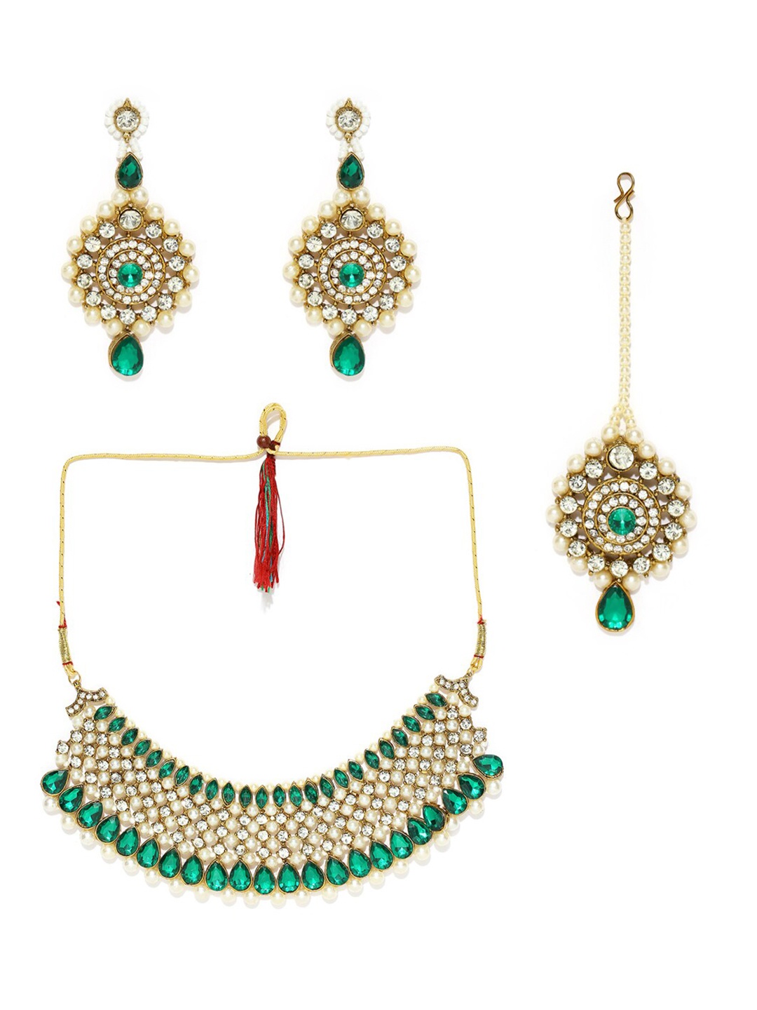 

MANATH Kundan Studded Jewellery Set, Green