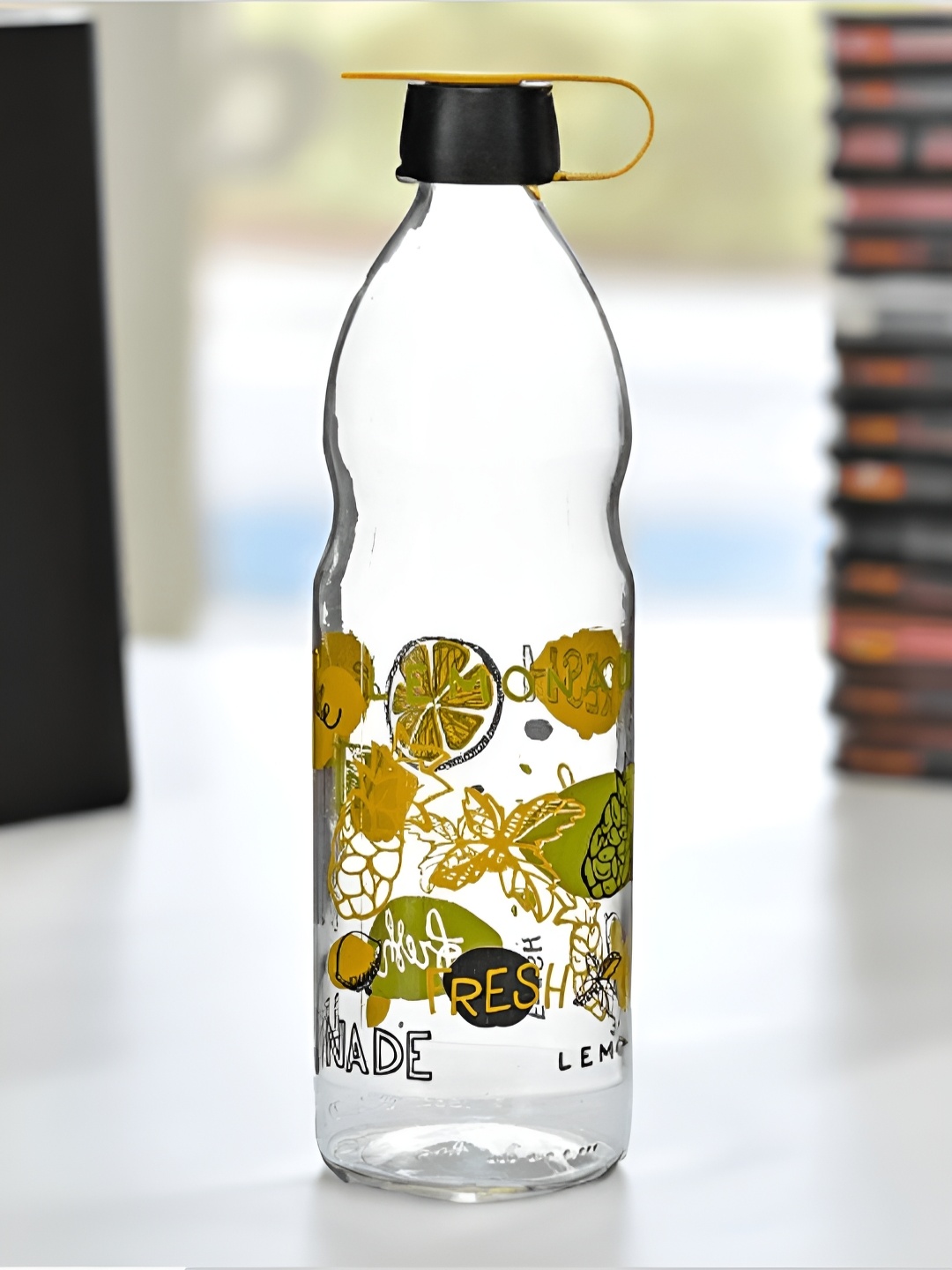 

Athome by Nilkamal Yellow and Transparent Single Glass Water Bottle 1L