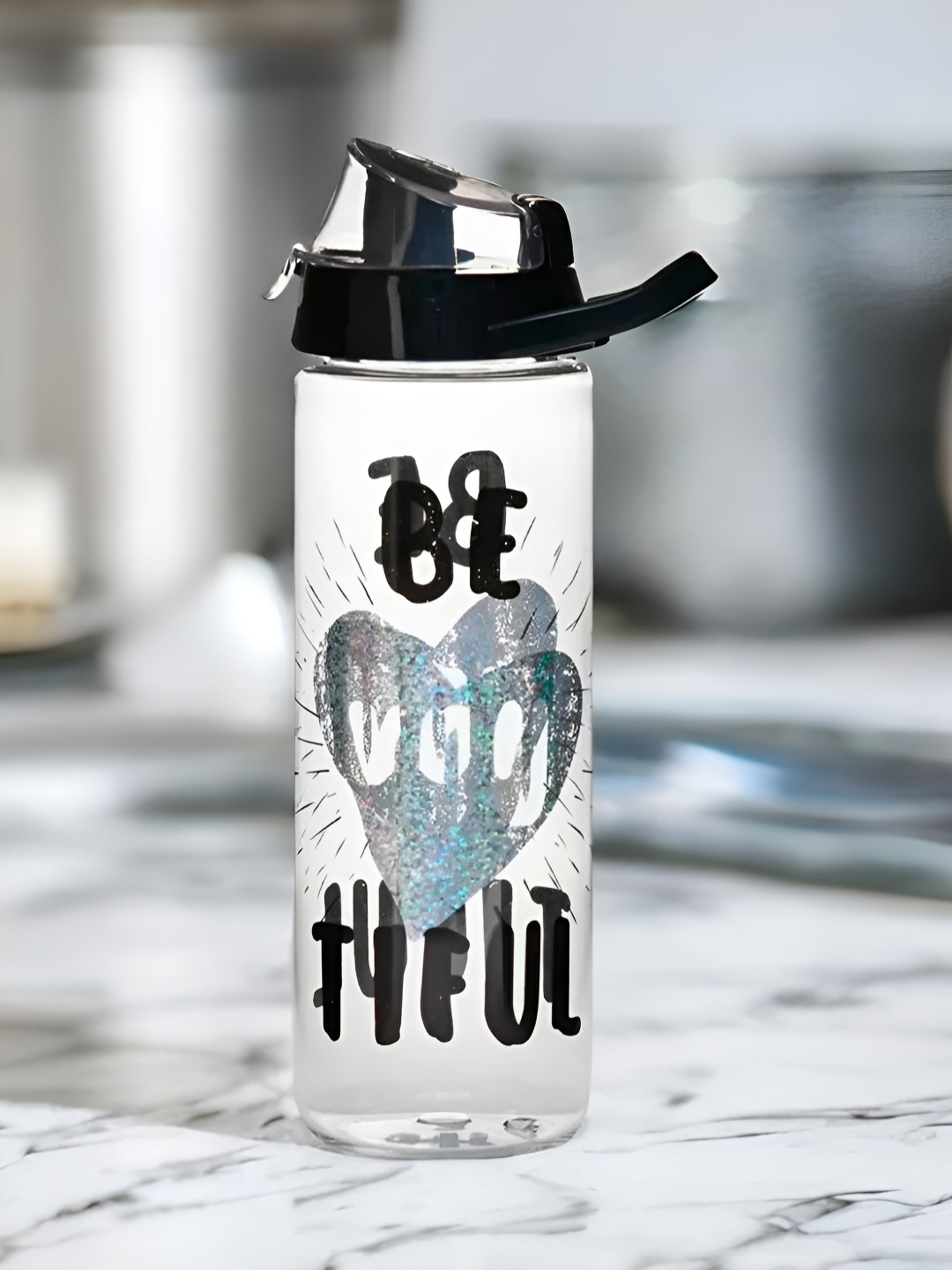 

Athome by Nilkamal Black and White Single Printed Water Bottle 750 ml