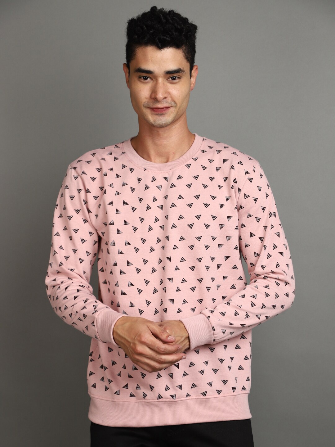 

V-Mart Geometric Printed Fleece Pullover, Pink