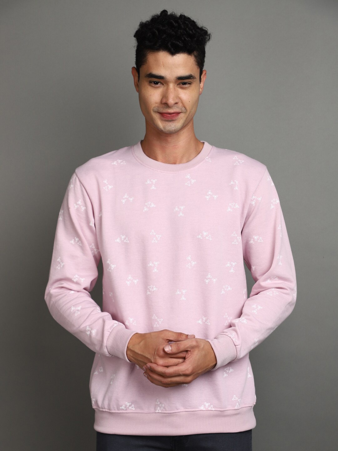 

V-Mart Geometric Printed Long Sleeves Fleece Sweatshirt, Purple