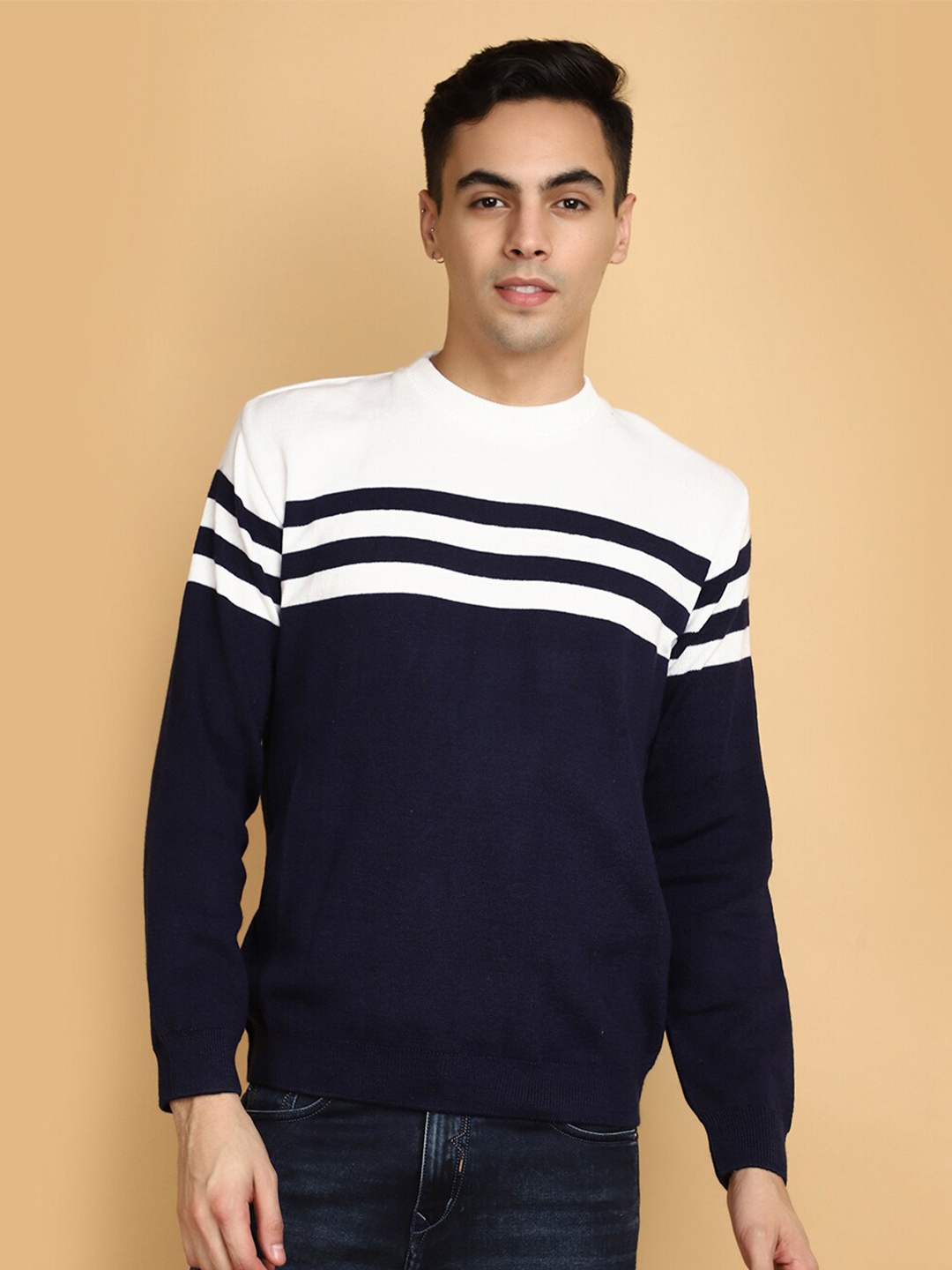 

V-Mart Colourblocked Woolen Pullover Sweatshirt, White
