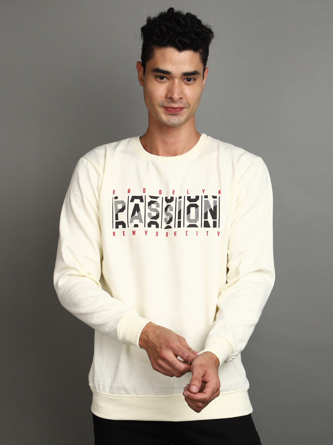 

V-Mart Typography Printed Long Sleeves Fleece Sweatshirt, White