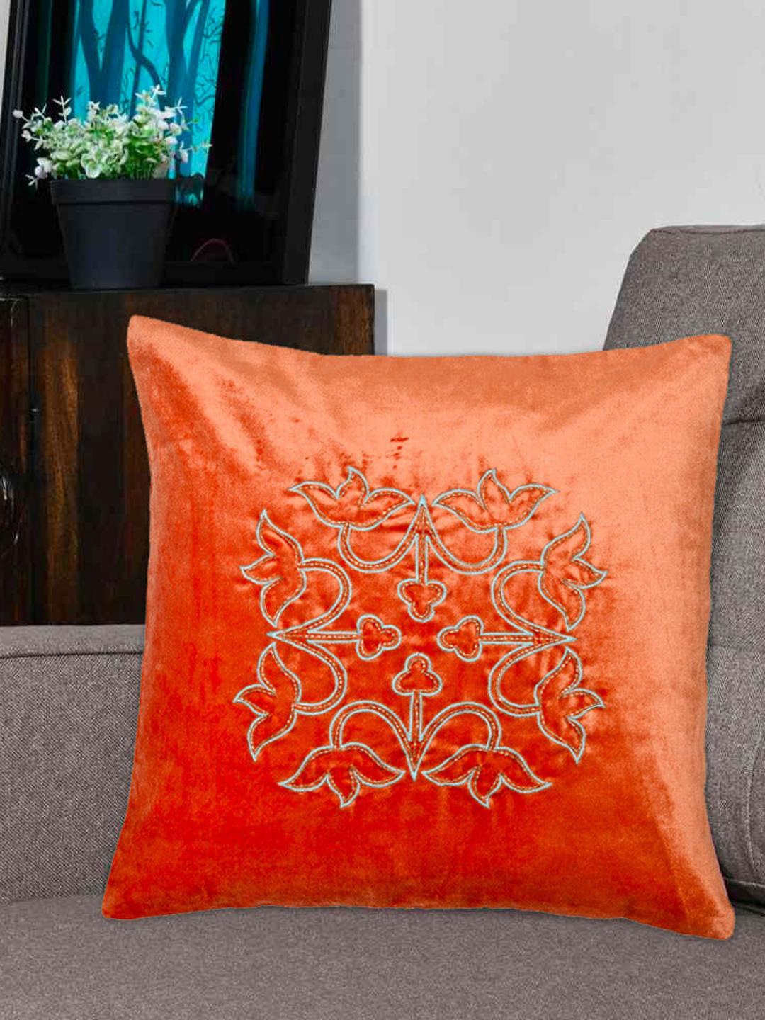 

Athome by Nilkamal Orange Embroidered Cushion Cover